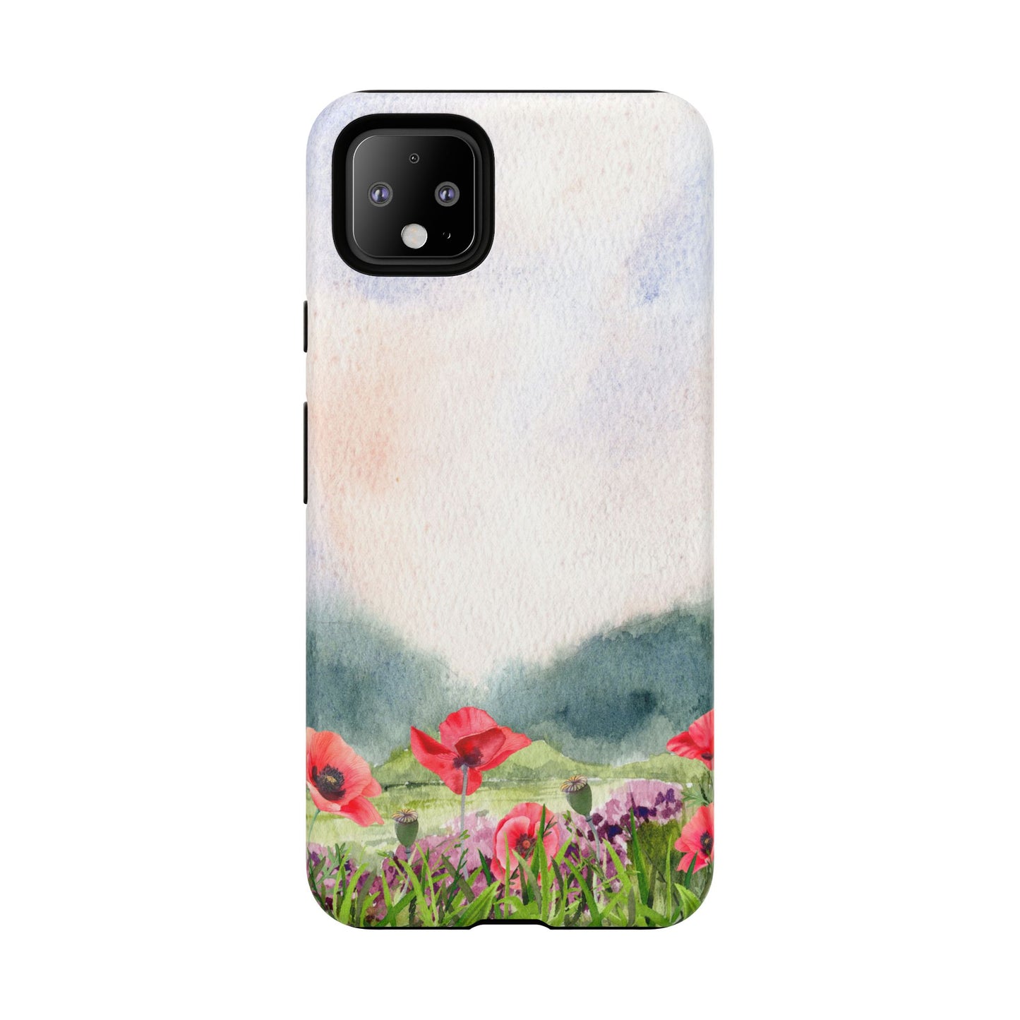 Floral Tough Phone Case – Watercolor Poppy Design for Nature Lovers
