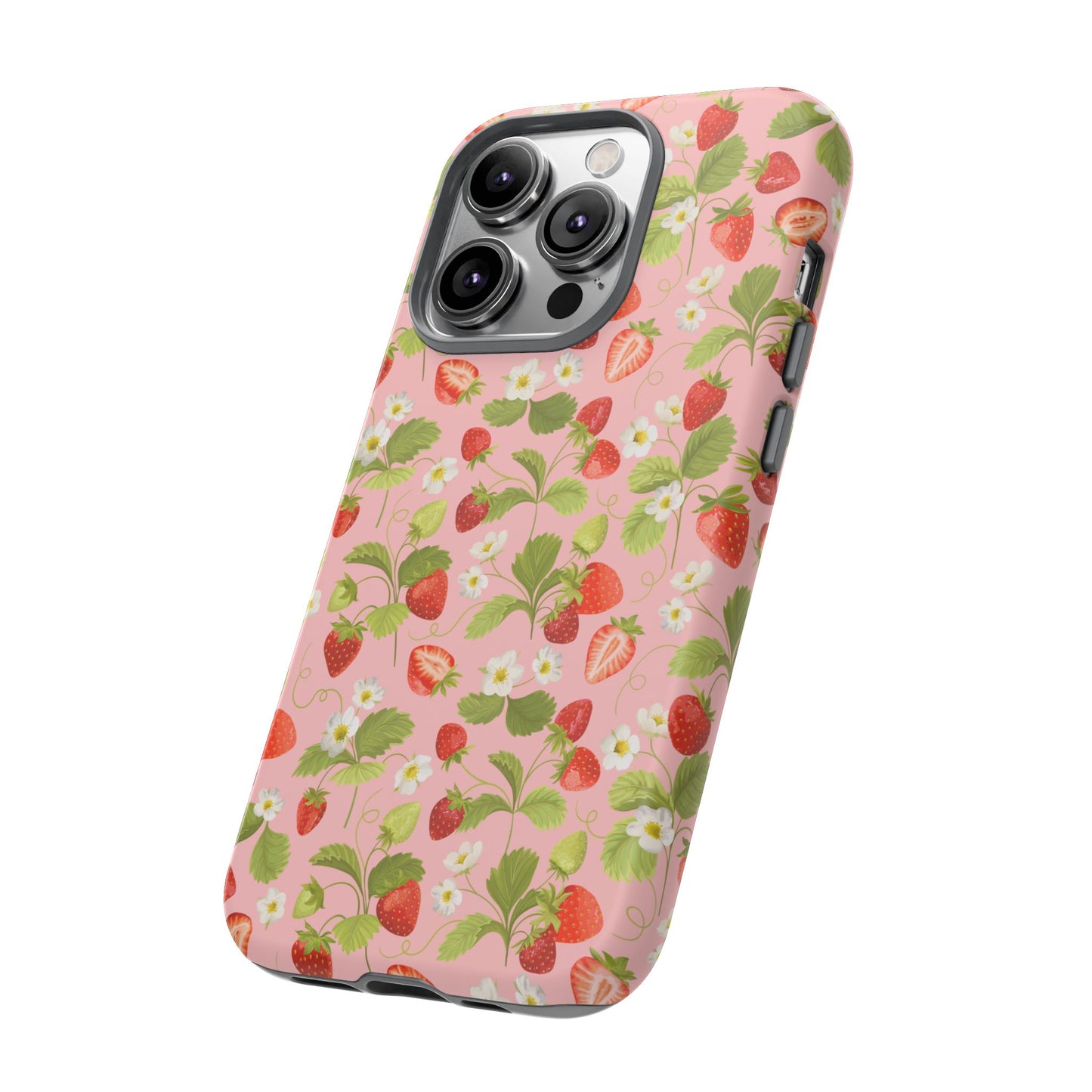 Strawberry Floral Tough Case - Cute Berry Pattern Phone Cover