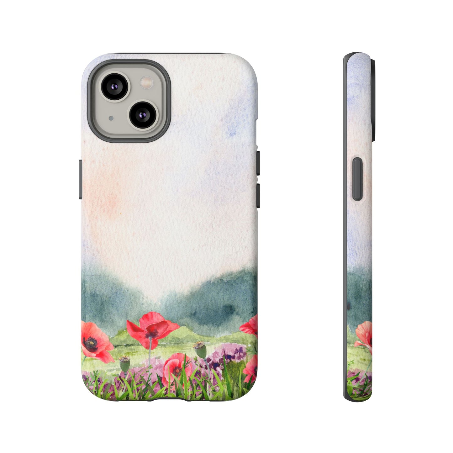Floral Tough Phone Case – Watercolor Poppy Design for Nature Lovers