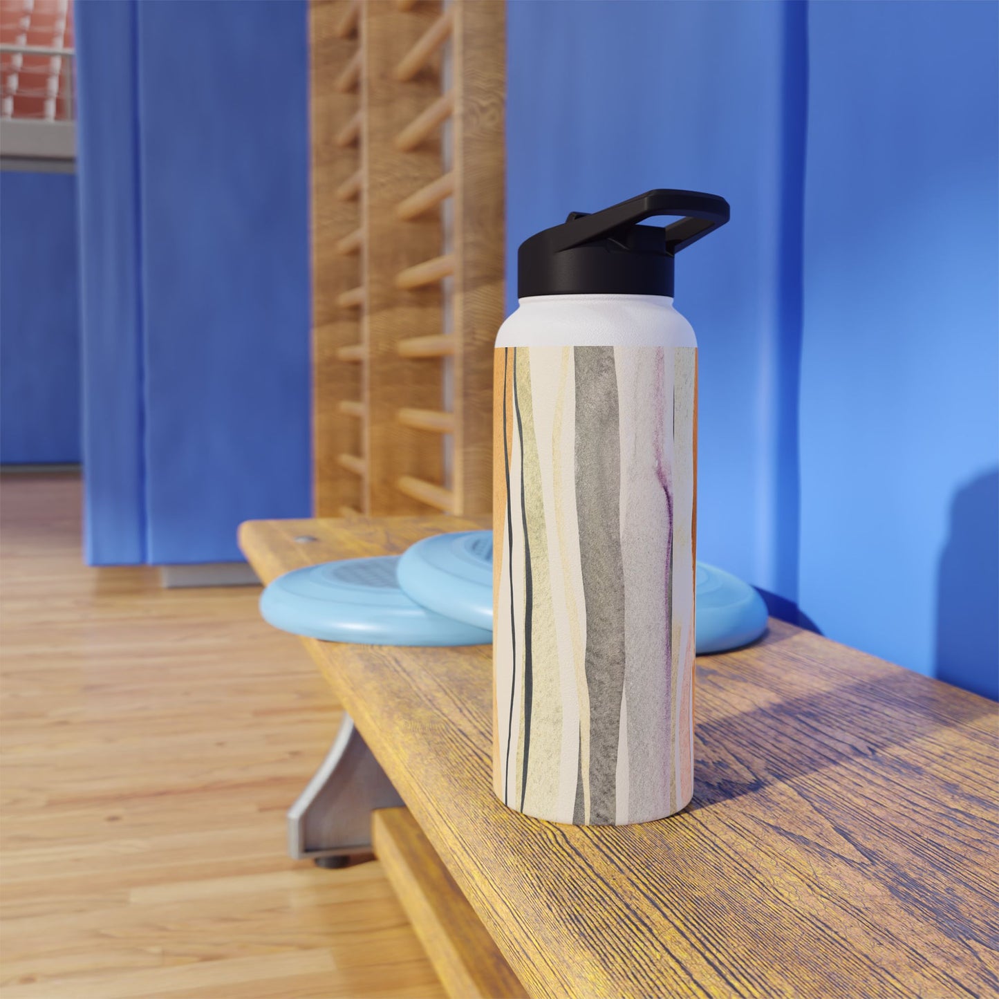 Stylish Stainless Steel Water Bottle - Artistic Striped Design