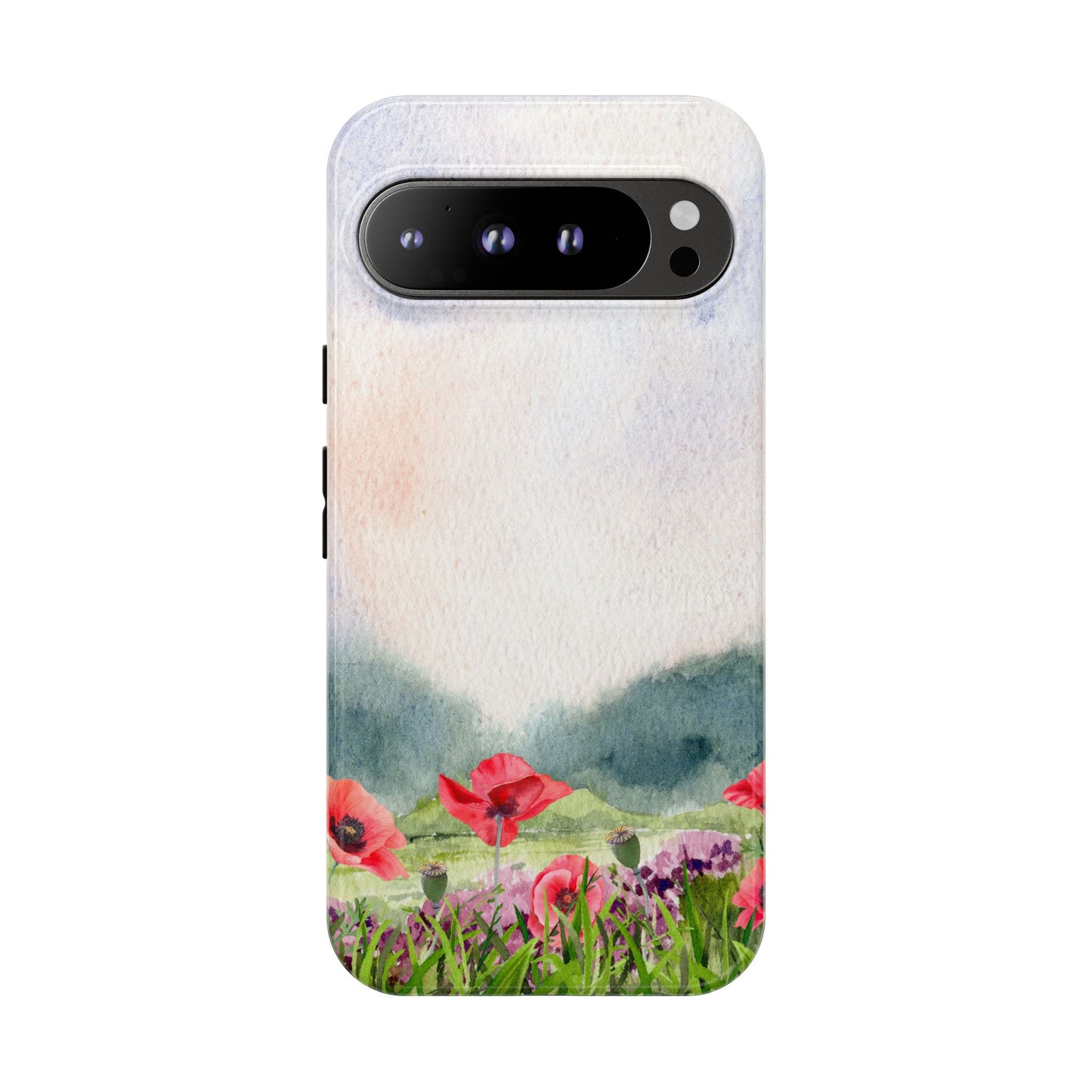 Floral Tough Phone Case – Watercolor Poppy Design for Nature Lovers