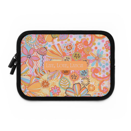 Colorful Floral Laptop Sleeve - "Live, Love, Laugh"