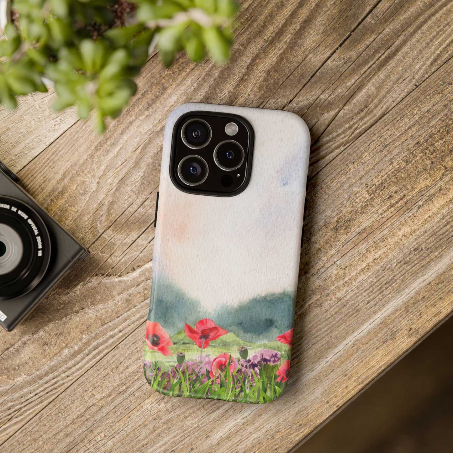 Floral Tough Phone Case – Watercolor Poppy Design for Nature Lovers