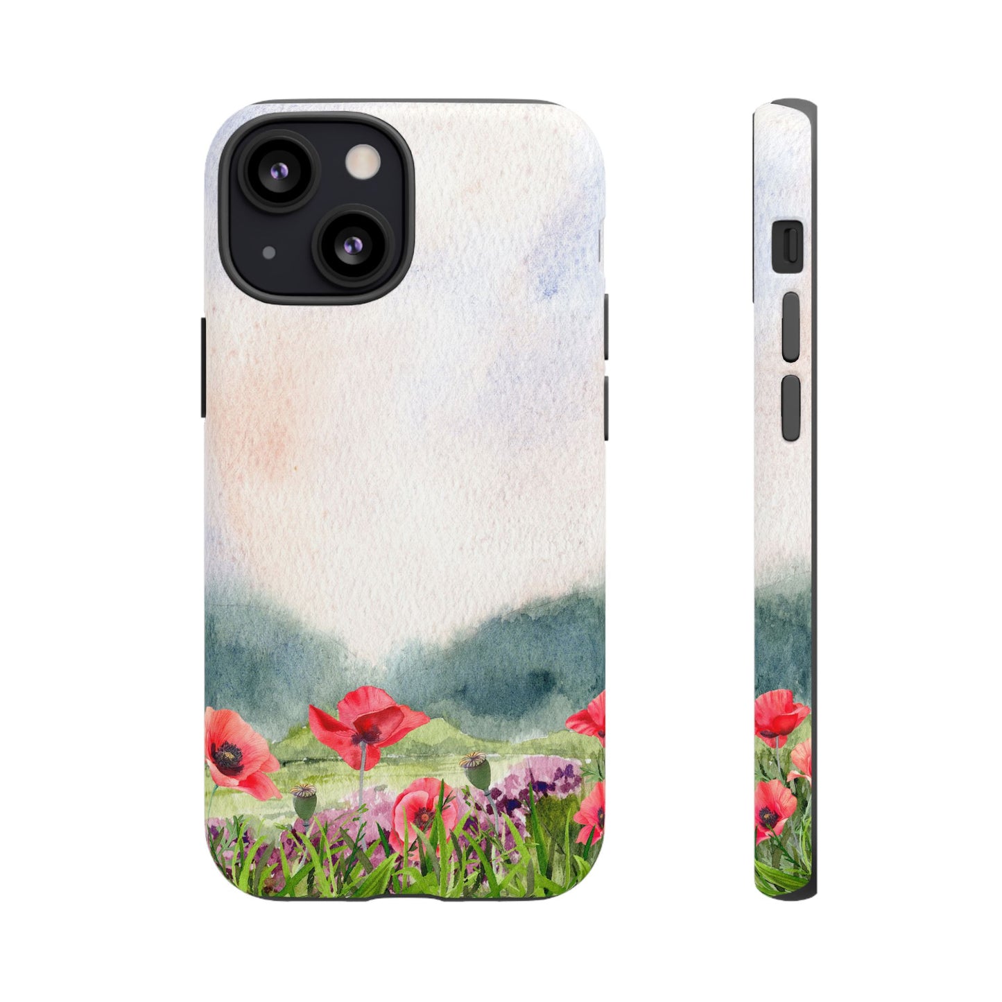 Floral Tough Phone Case – Watercolor Poppy Design for Nature Lovers