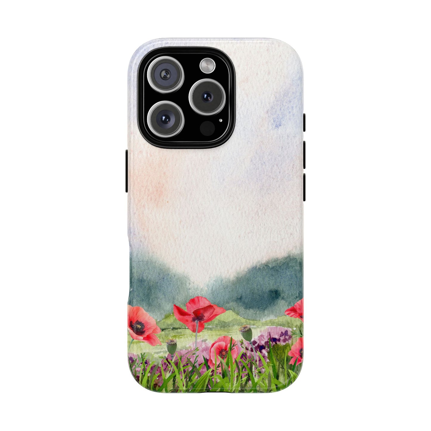 Floral Tough Phone Case – Watercolor Poppy Design for Nature Lovers