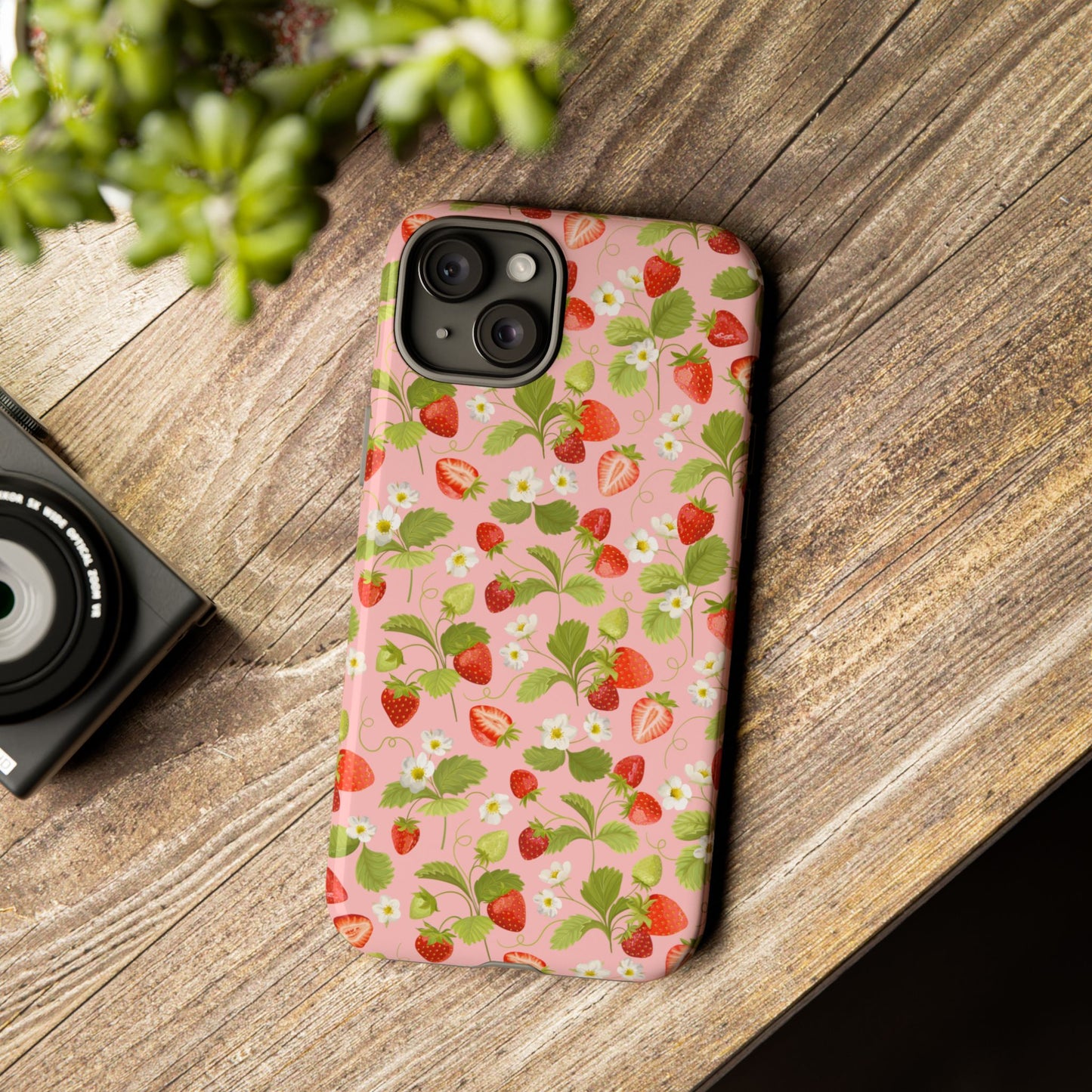 Strawberry Floral Tough Case - Cute Berry Pattern Phone Cover