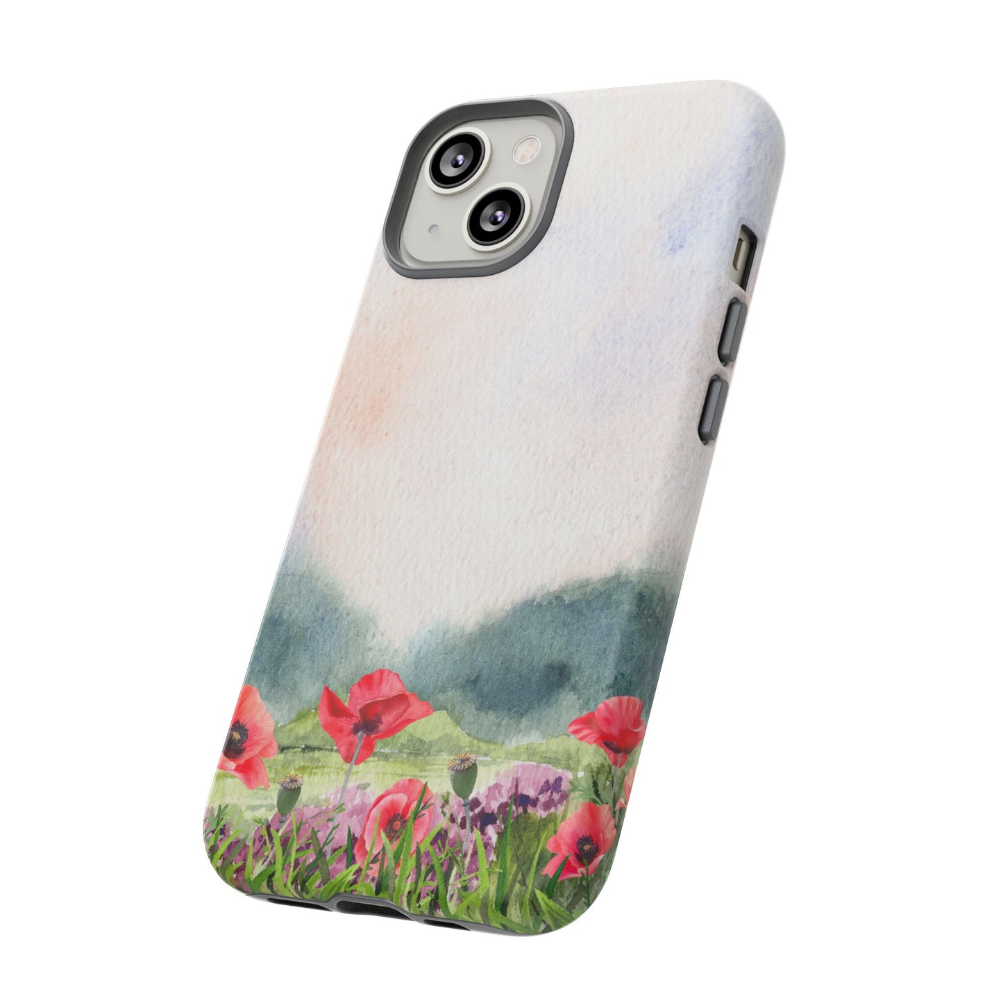Floral Tough Phone Case – Watercolor Poppy Design for Nature Lovers