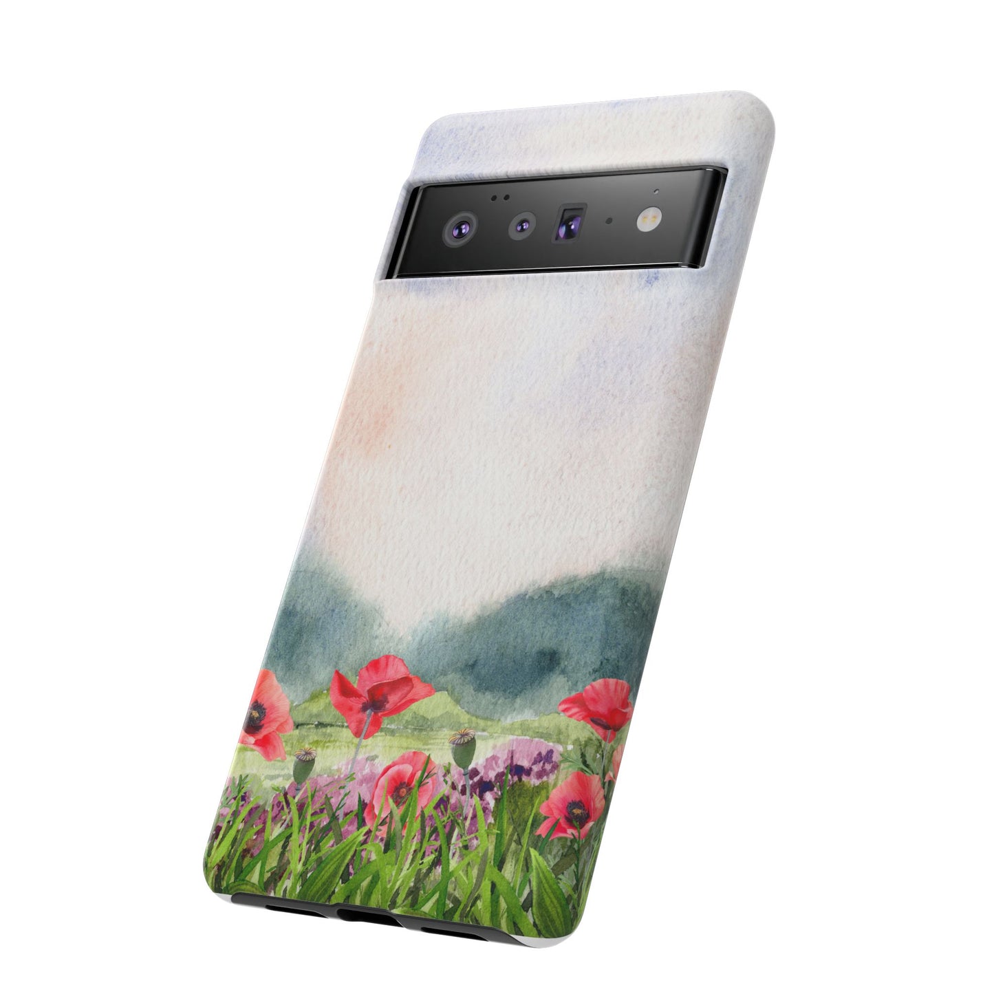 Floral Tough Phone Case – Watercolor Poppy Design for Nature Lovers