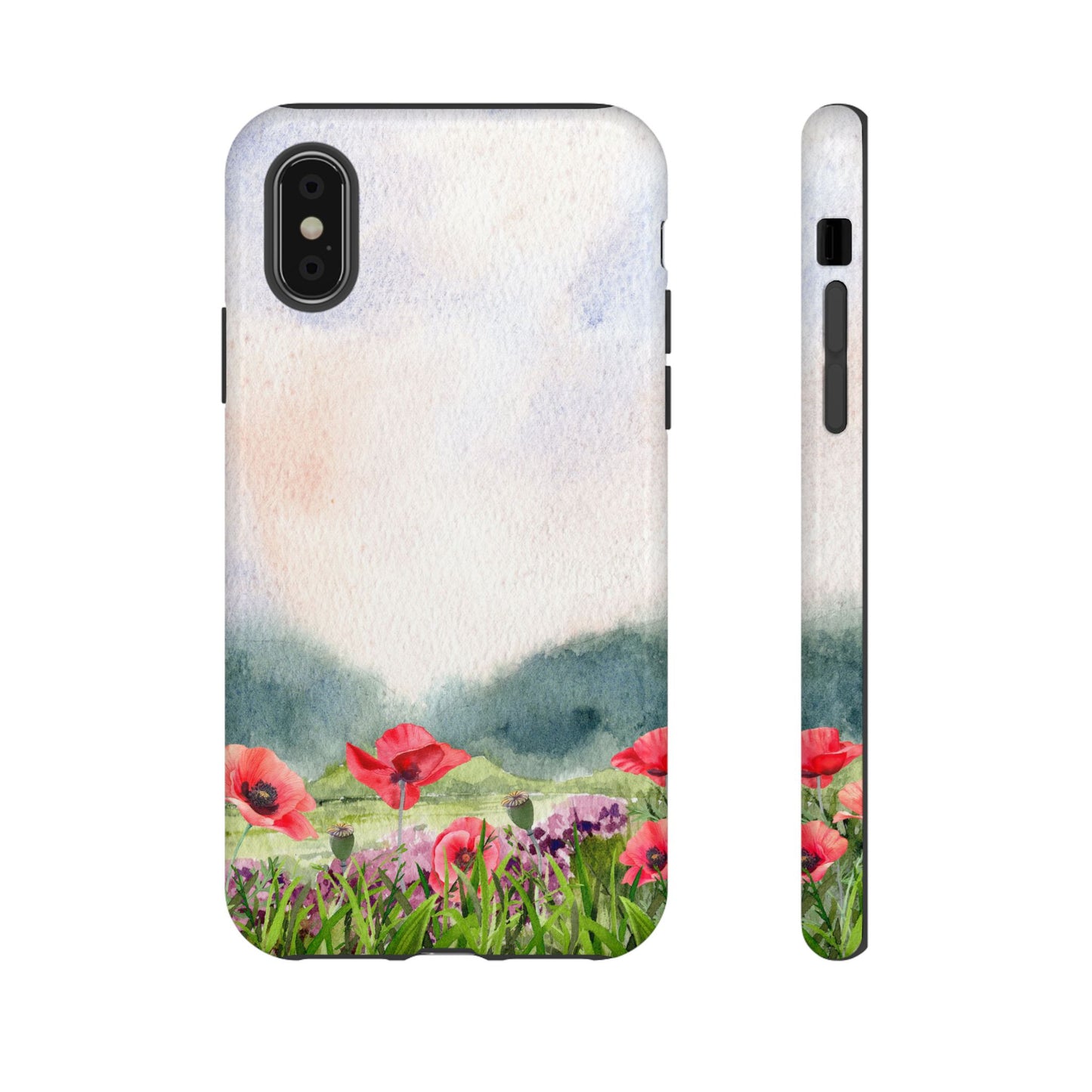 Floral Tough Phone Case – Watercolor Poppy Design for Nature Lovers