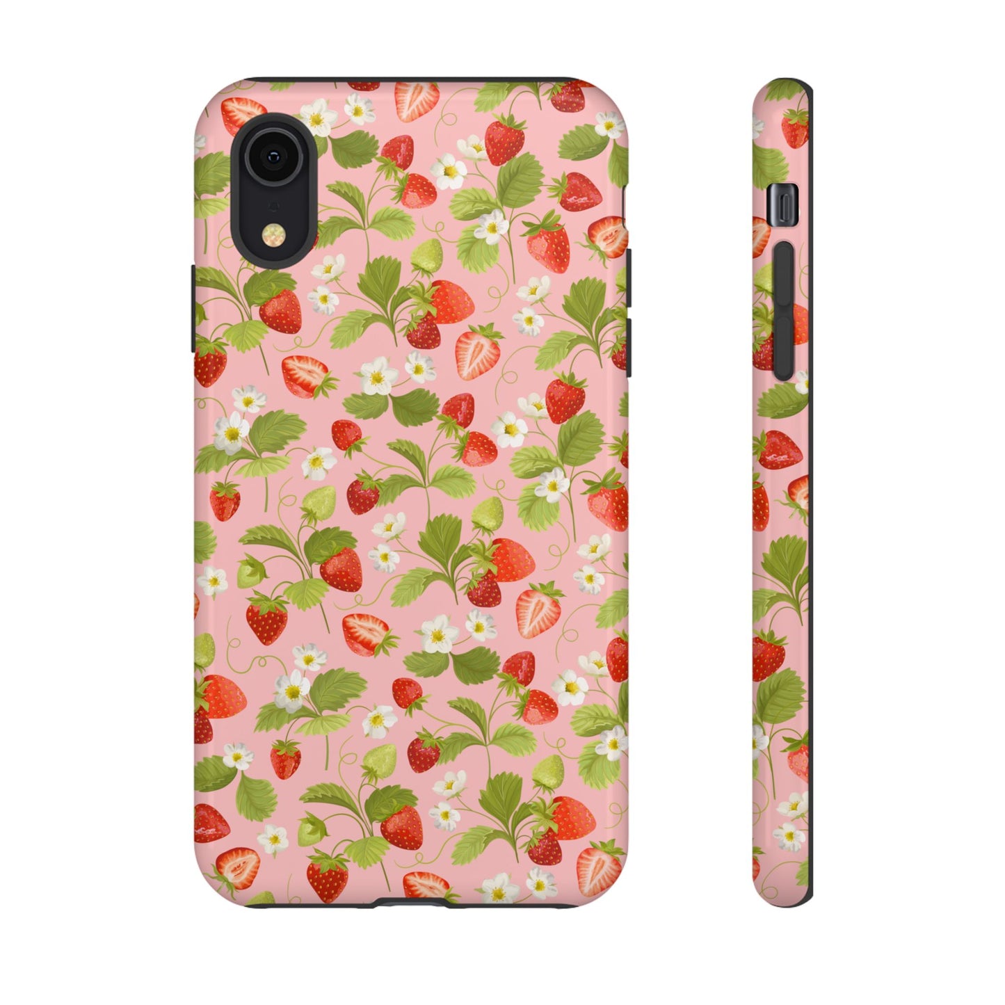 Strawberry Floral Tough Case - Cute Berry Pattern Phone Cover
