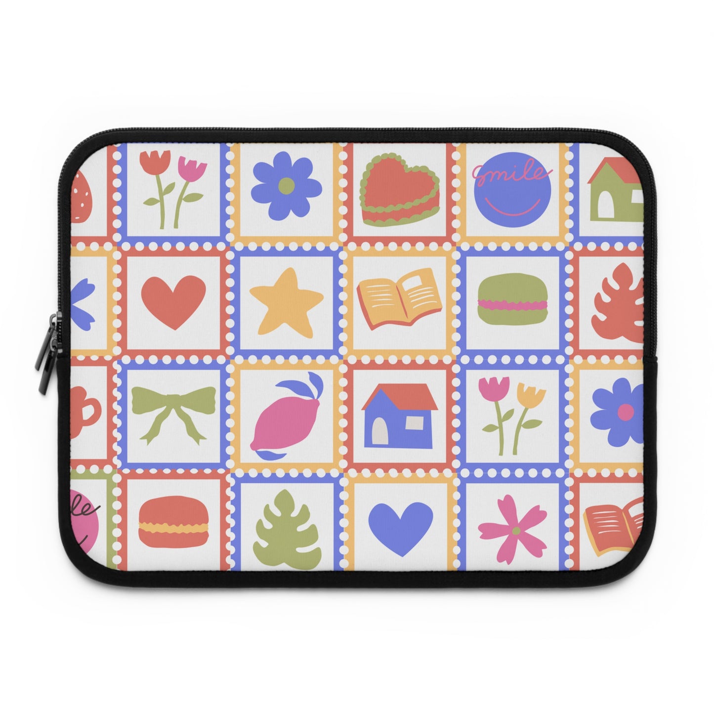 Whimsical Floral Laptop Sleeve - Colorful and Fun Design for Students and Professionals