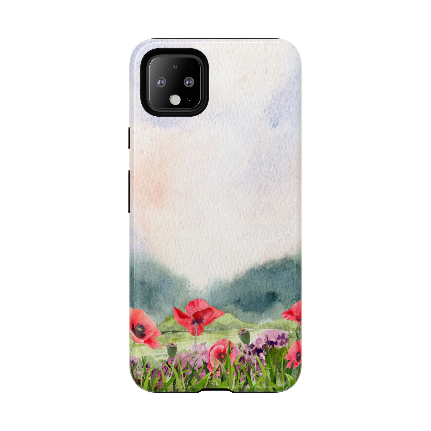 Floral Tough Phone Case – Watercolor Poppy Design for Nature Lovers