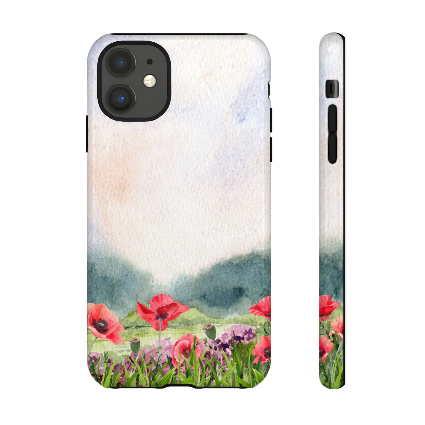 Floral Tough Phone Case – Watercolor Poppy Design for Nature Lovers