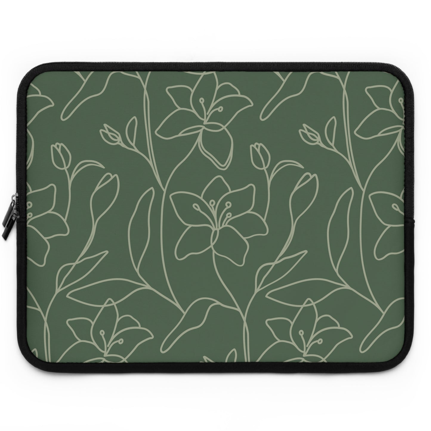 Floral Laptop Sleeve - Elegant Green Design for Stylish Protection