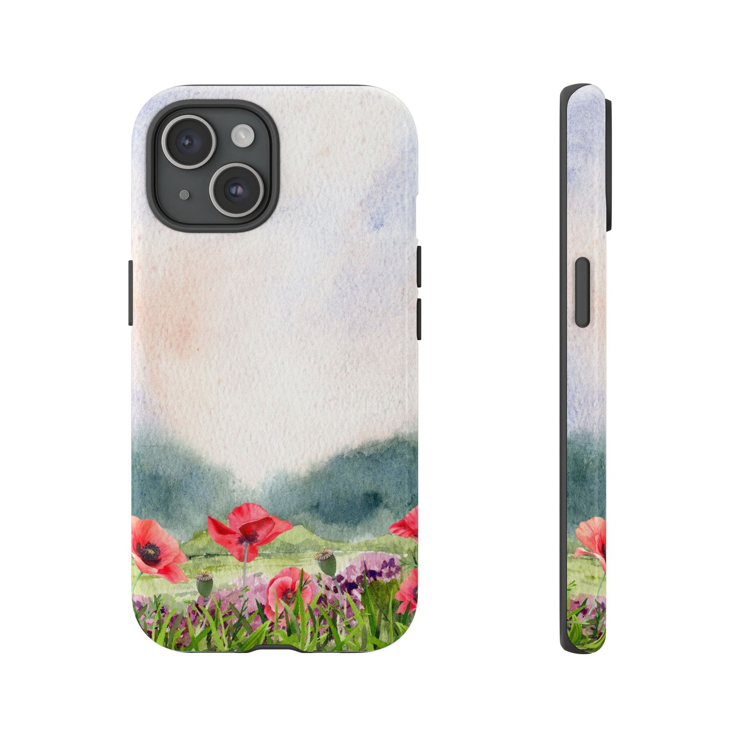 Floral Tough Phone Case – Watercolor Poppy Design for Nature Lovers