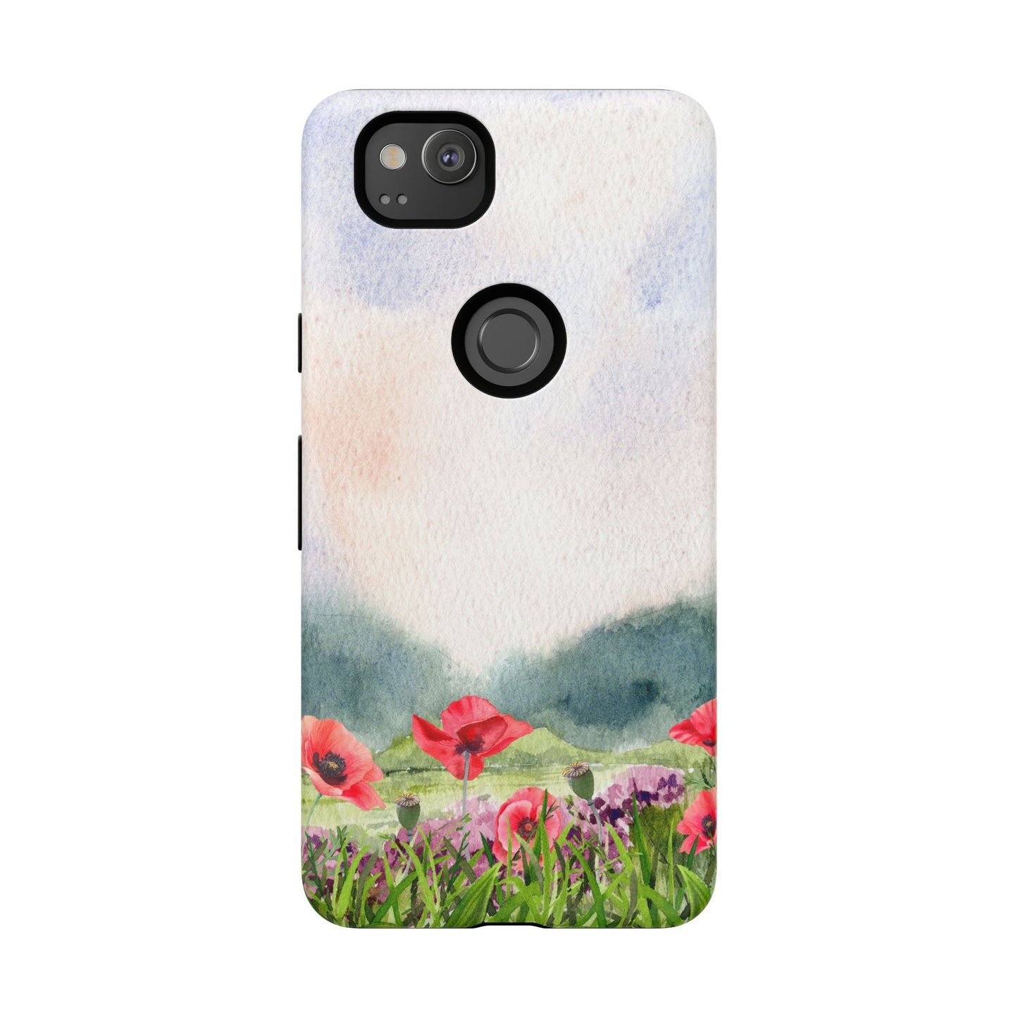 Floral Tough Phone Case – Watercolor Poppy Design for Nature Lovers