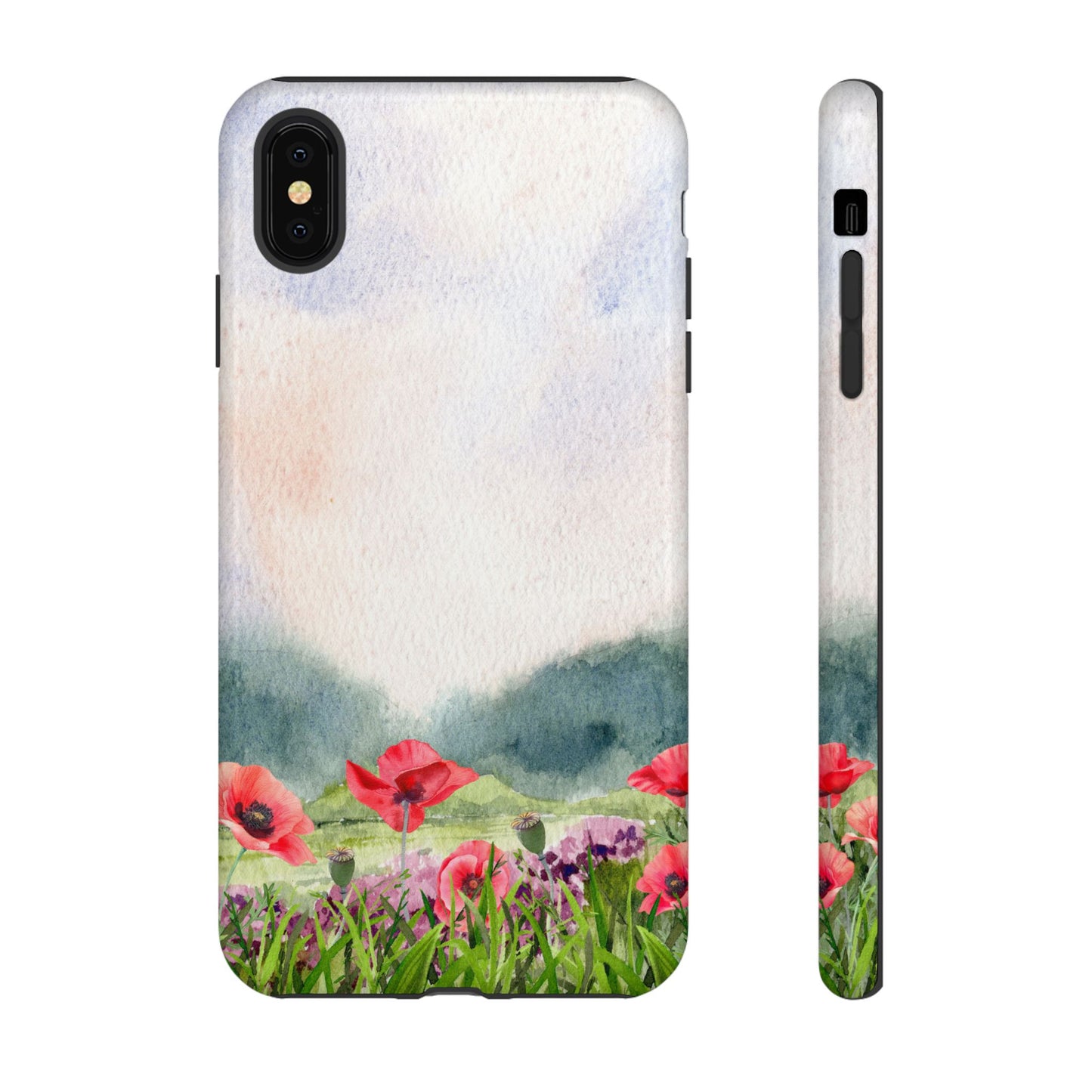 Floral Tough Phone Case – Watercolor Poppy Design for Nature Lovers