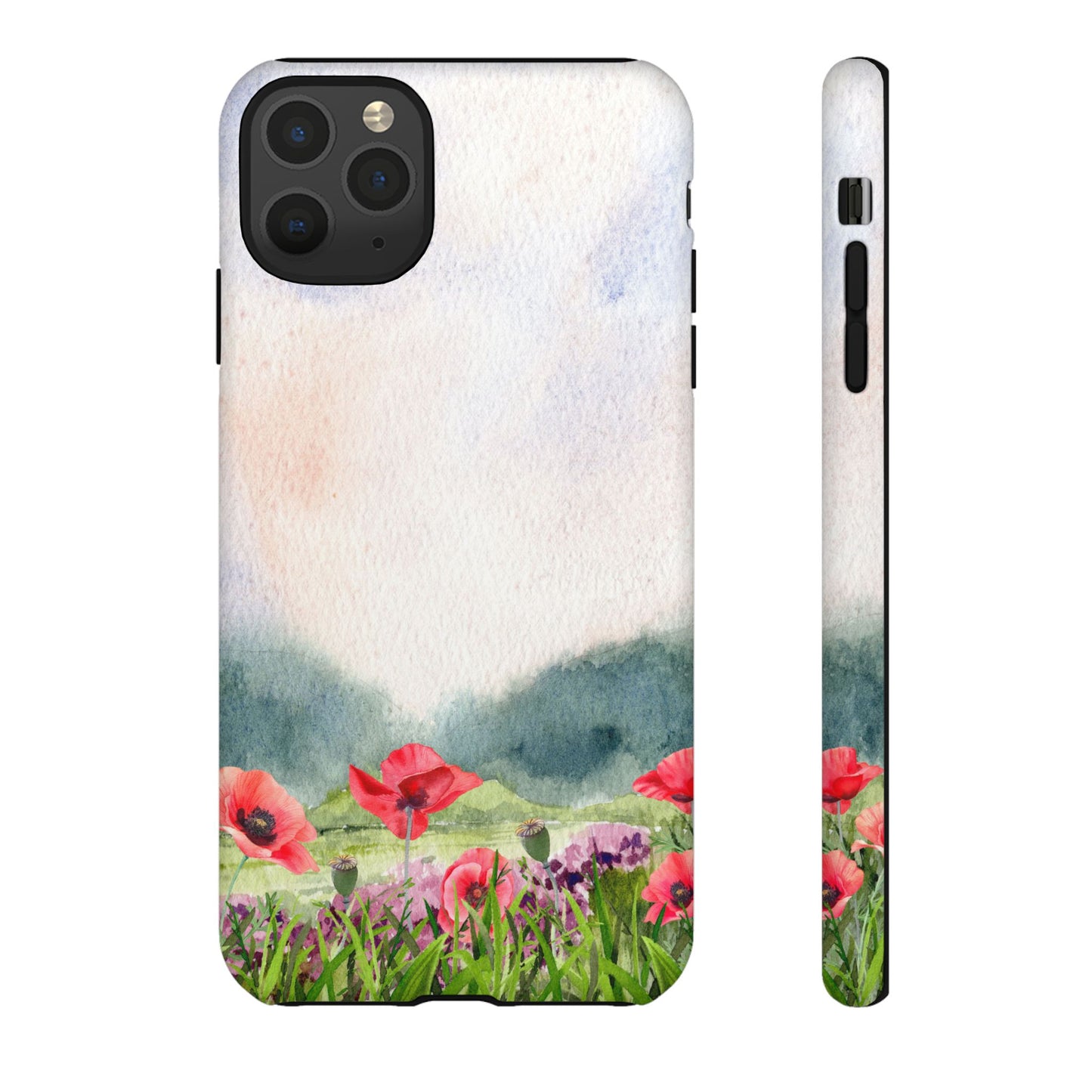 Floral Tough Phone Case – Watercolor Poppy Design for Nature Lovers