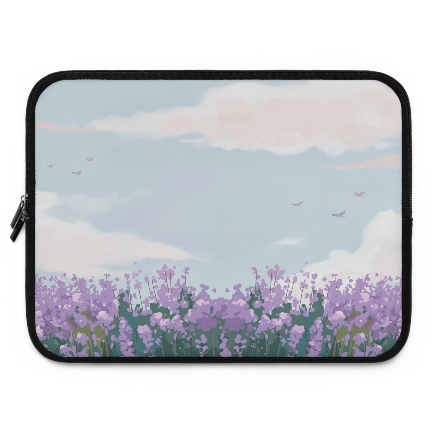 Floral Laptop Sleeve - Lavender Sky Design for Nature Lovers