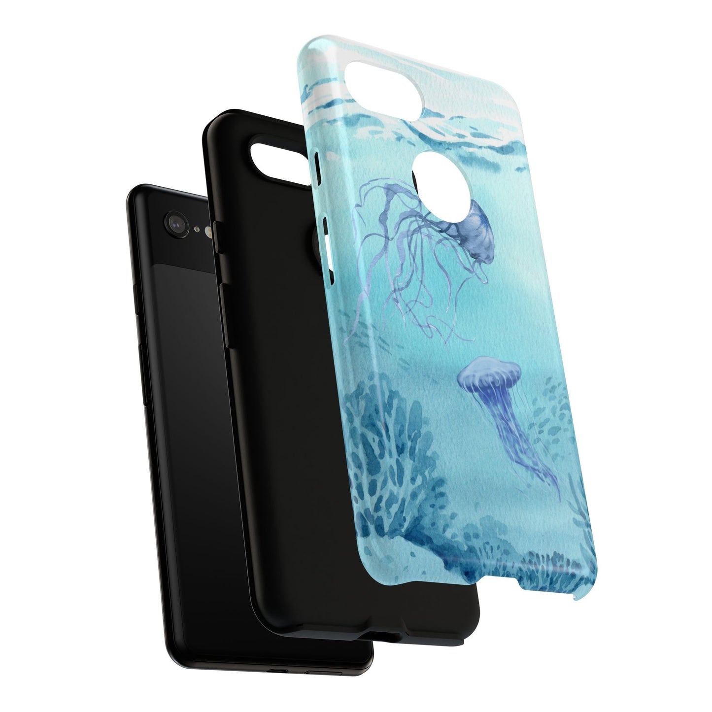 Ocean-Inspired Tough Phone Case with Jellyfish Design