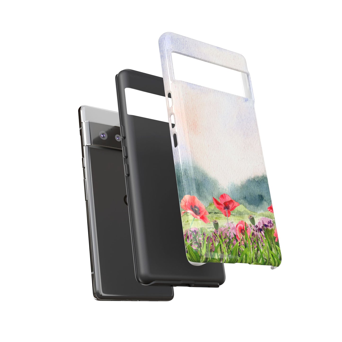 Floral Tough Phone Case – Watercolor Poppy Design for Nature Lovers