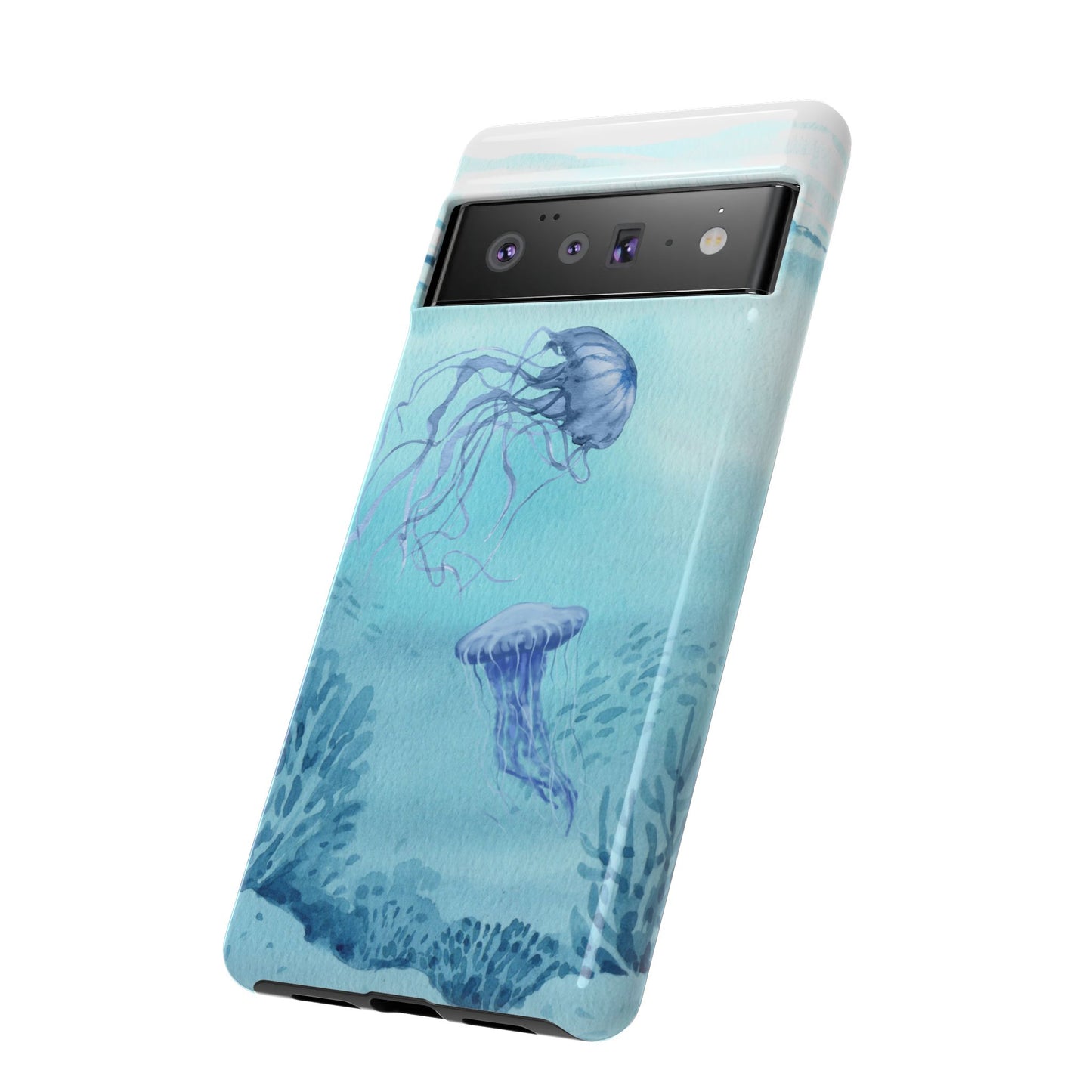 Ocean-Inspired Tough Phone Case with Jellyfish Design