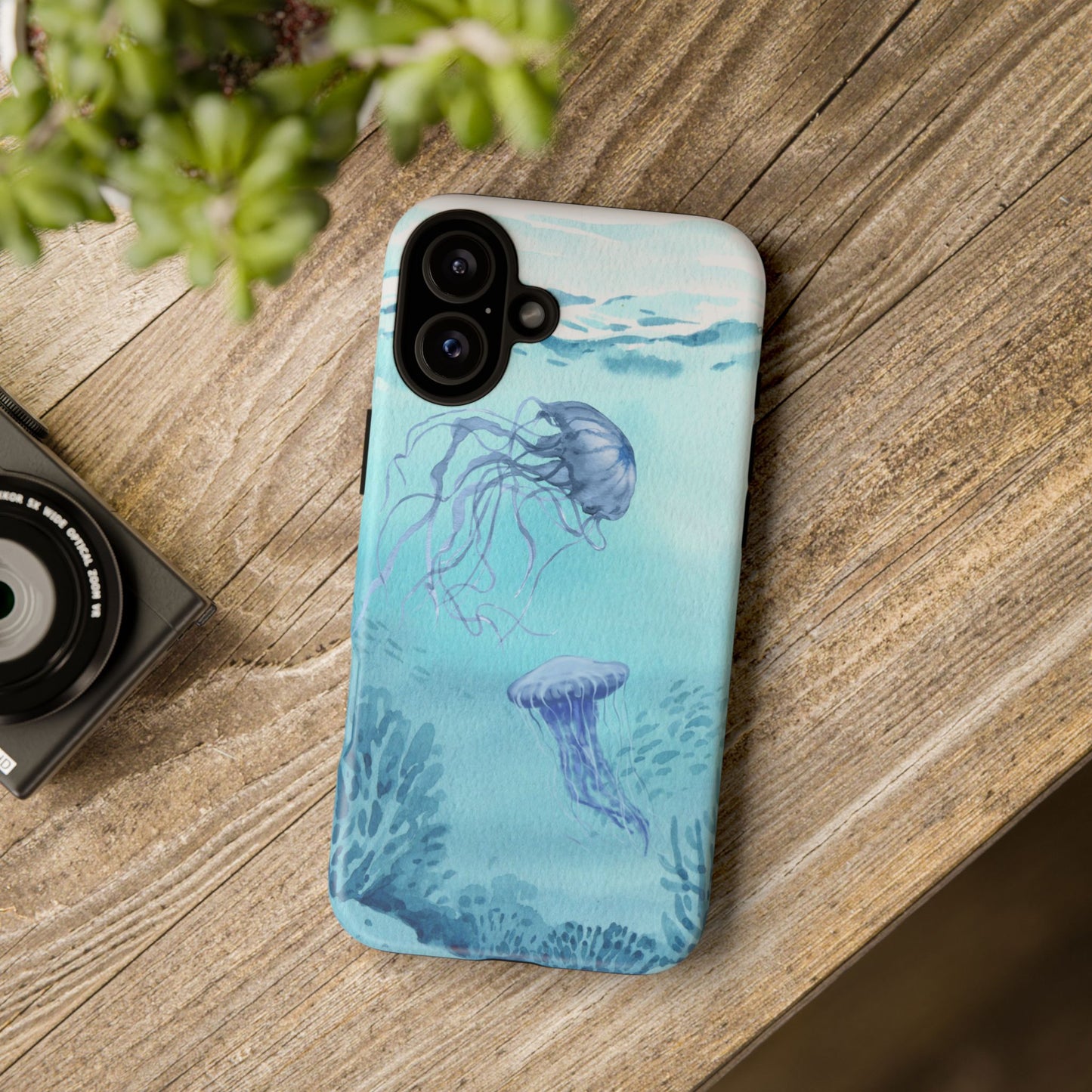 Ocean-Inspired Tough Phone Case with Jellyfish Design