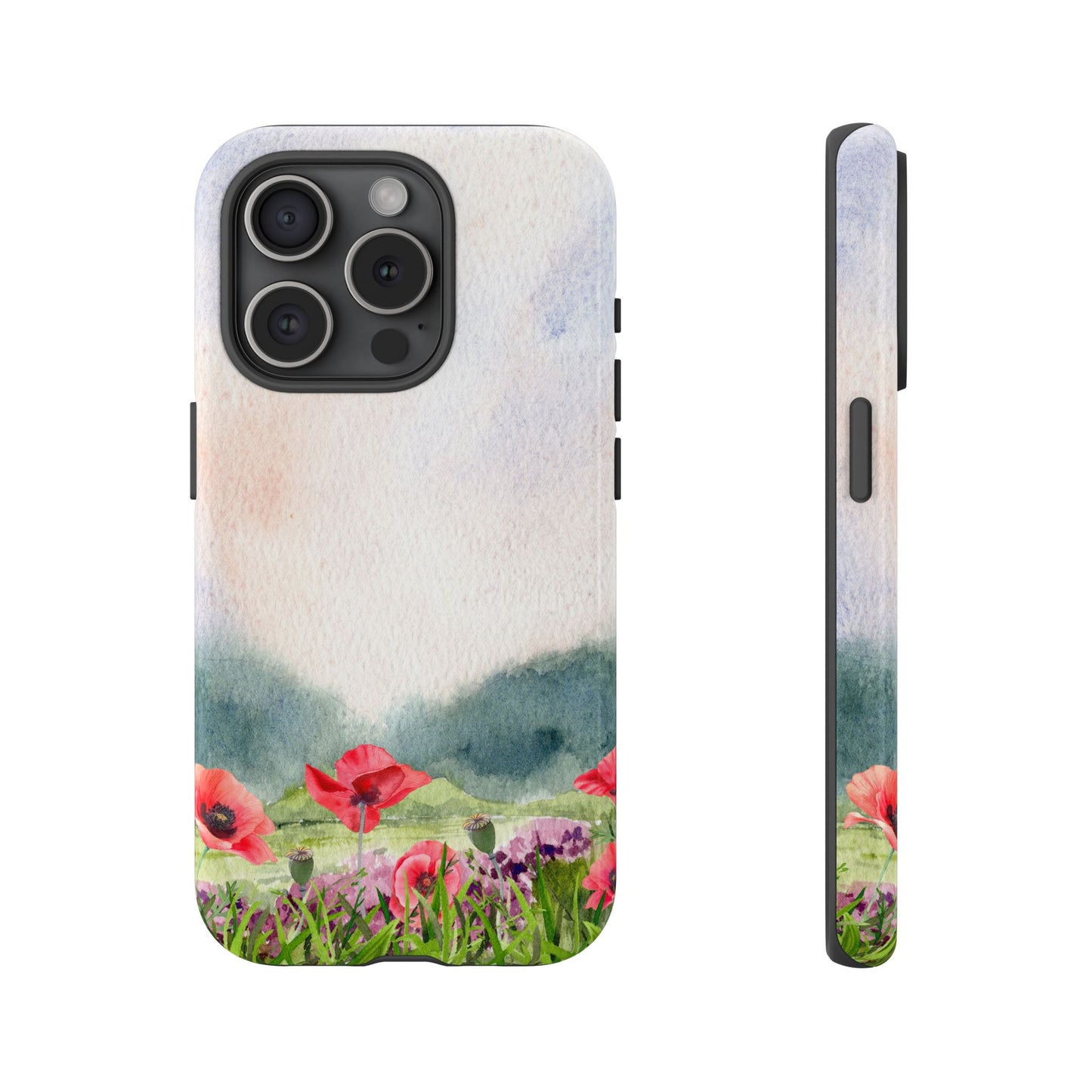 Floral Tough Phone Case – Watercolor Poppy Design for Nature Lovers