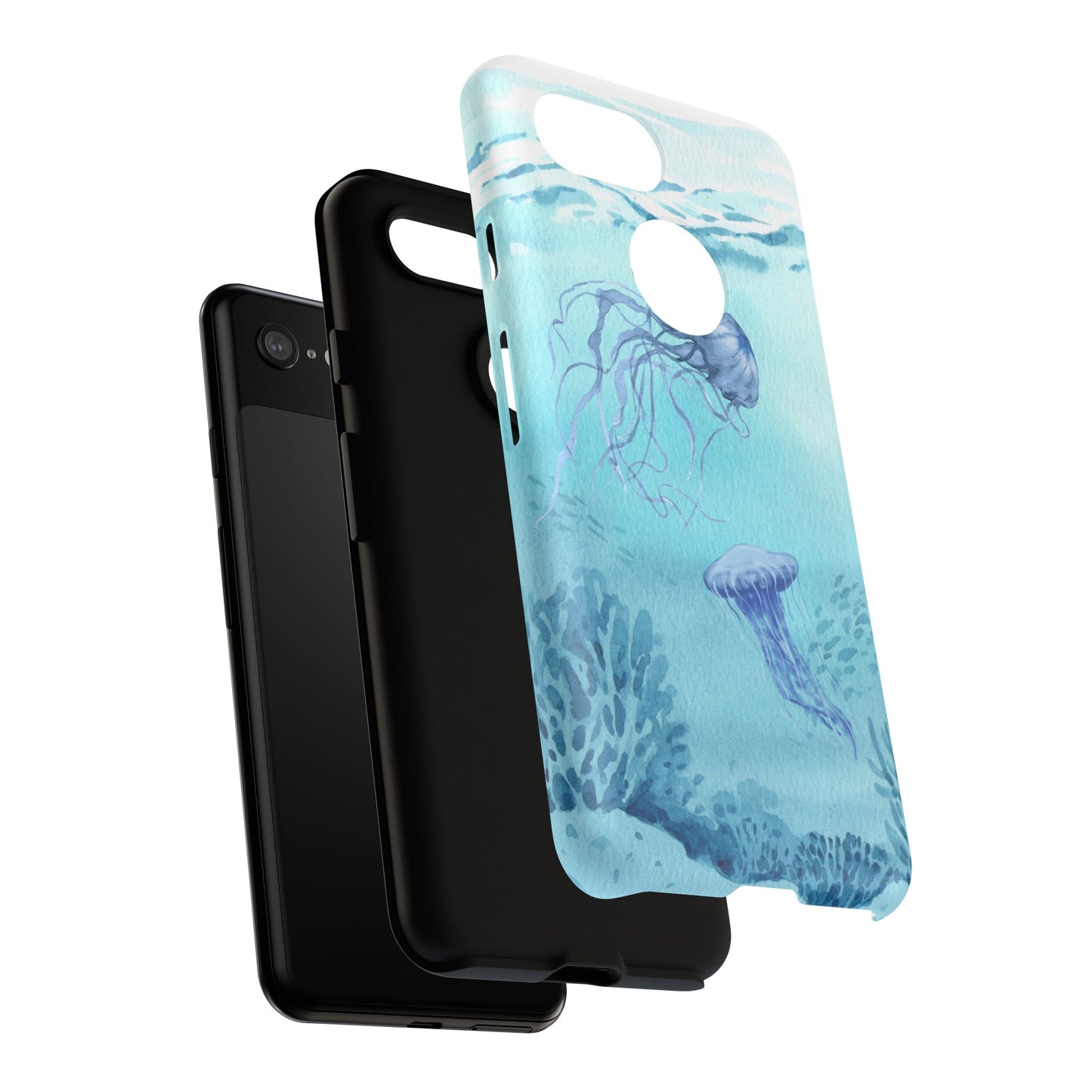 Ocean-Inspired Tough Phone Case with Jellyfish Design