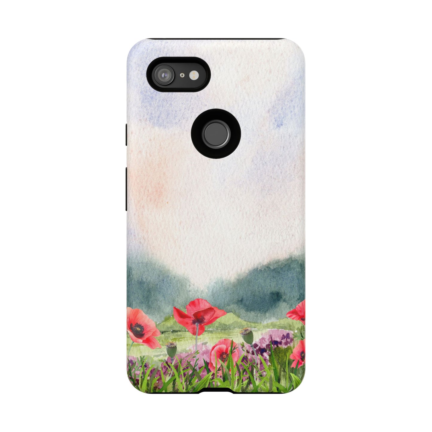 Floral Tough Phone Case – Watercolor Poppy Design for Nature Lovers