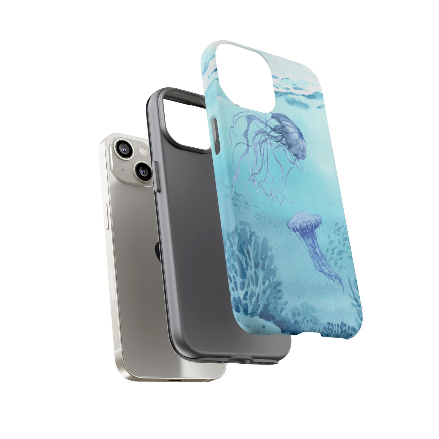 Ocean-Inspired Tough Phone Case with Jellyfish Design