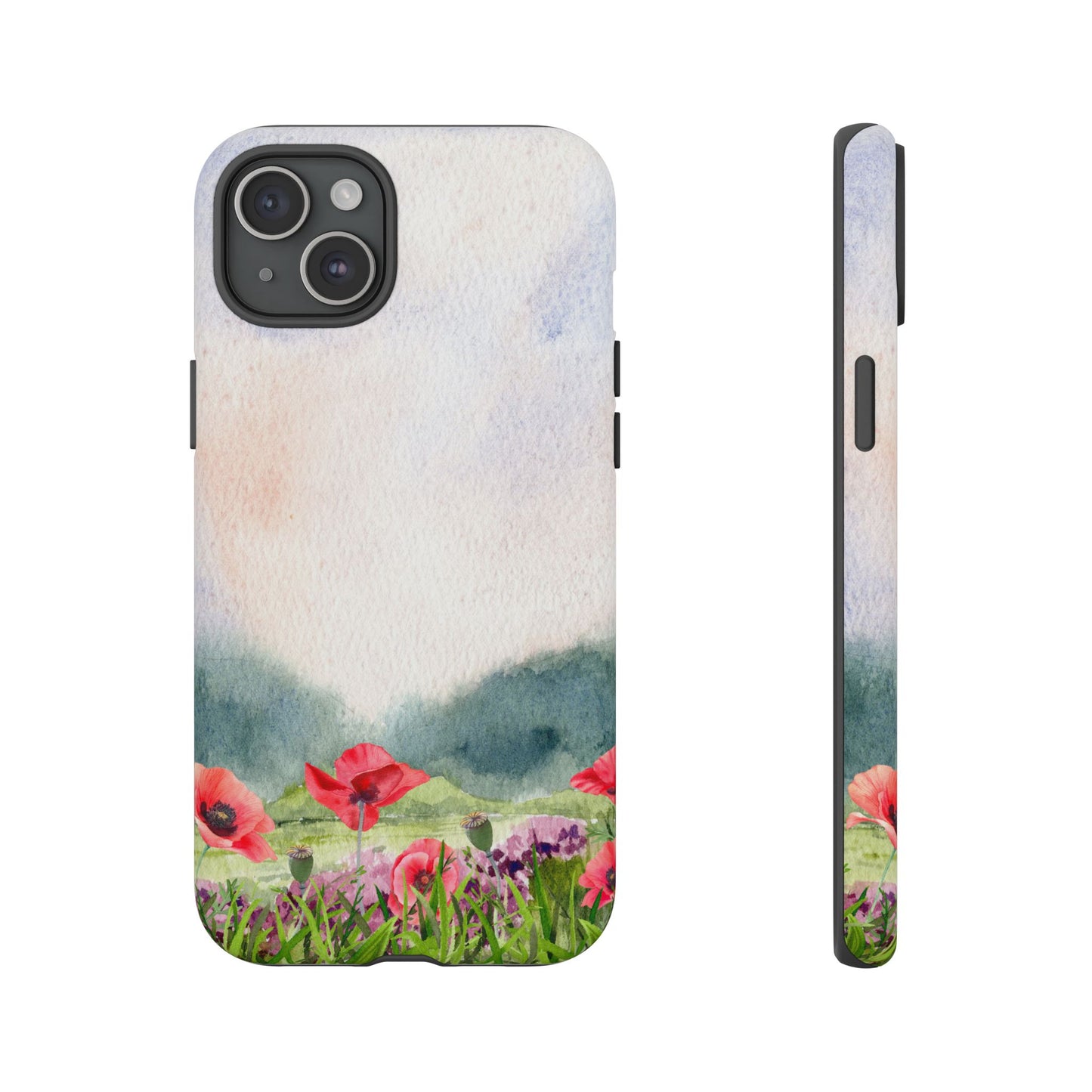 Floral Tough Phone Case – Watercolor Poppy Design for Nature Lovers
