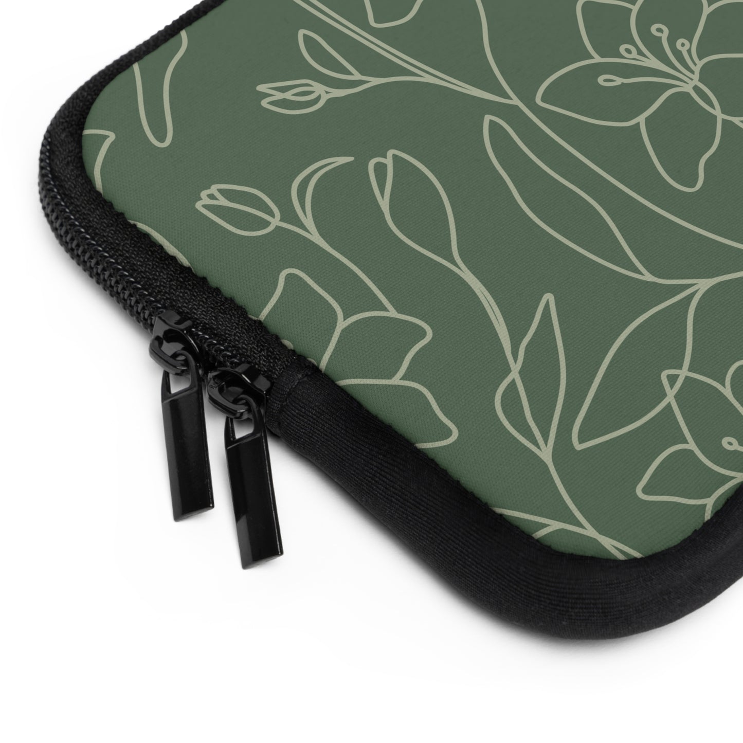 Floral Laptop Sleeve - Elegant Green Design for Stylish Protection
