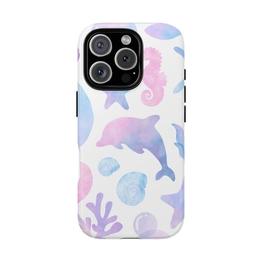 Ocean-Inspired Dolphin & Seahorse Design - Tough Case For Stylish Protection