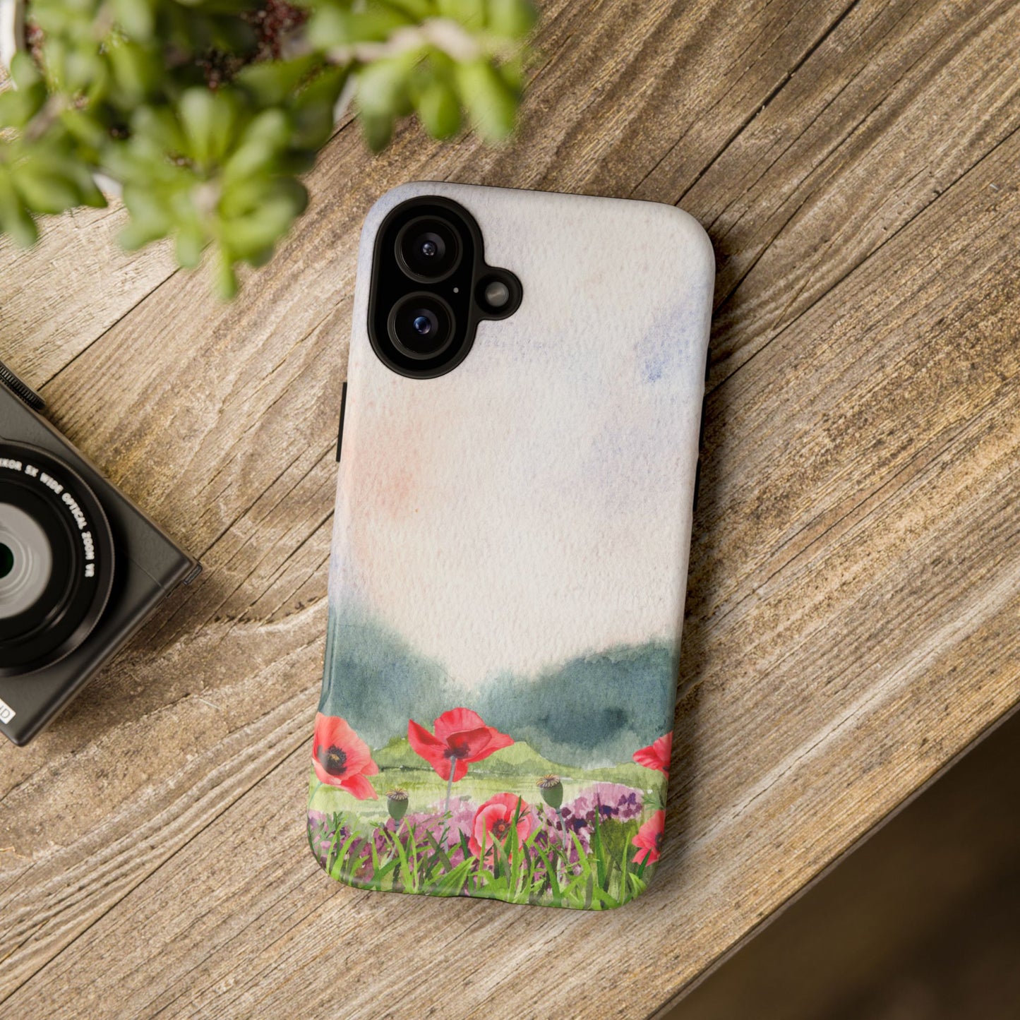 Floral Tough Phone Case – Watercolor Poppy Design for Nature Lovers