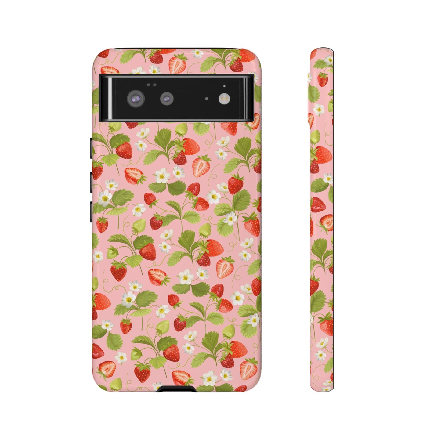 Strawberry Floral Tough Case - Cute Berry Pattern Phone Cover