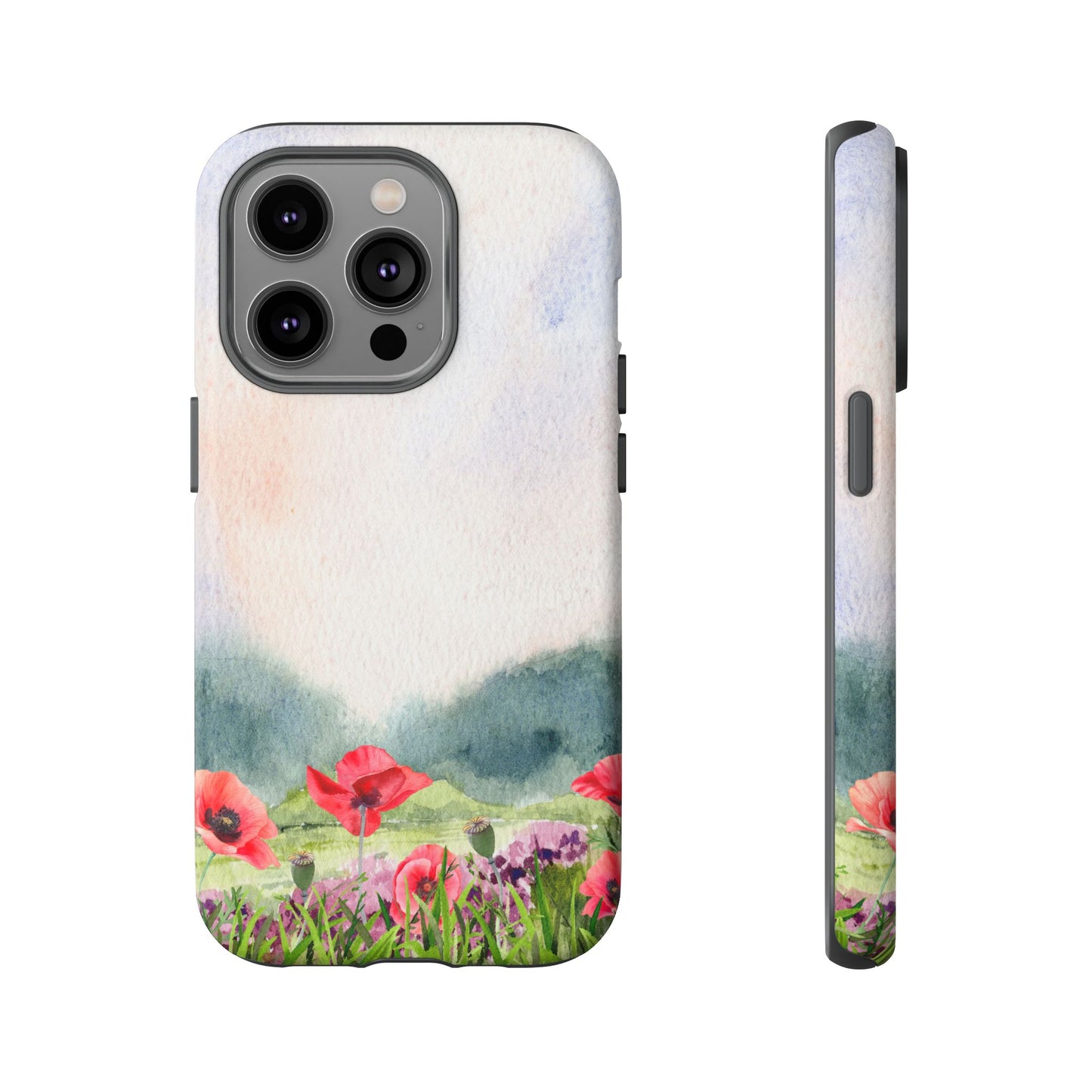 Floral Tough Phone Case – Watercolor Poppy Design for Nature Lovers