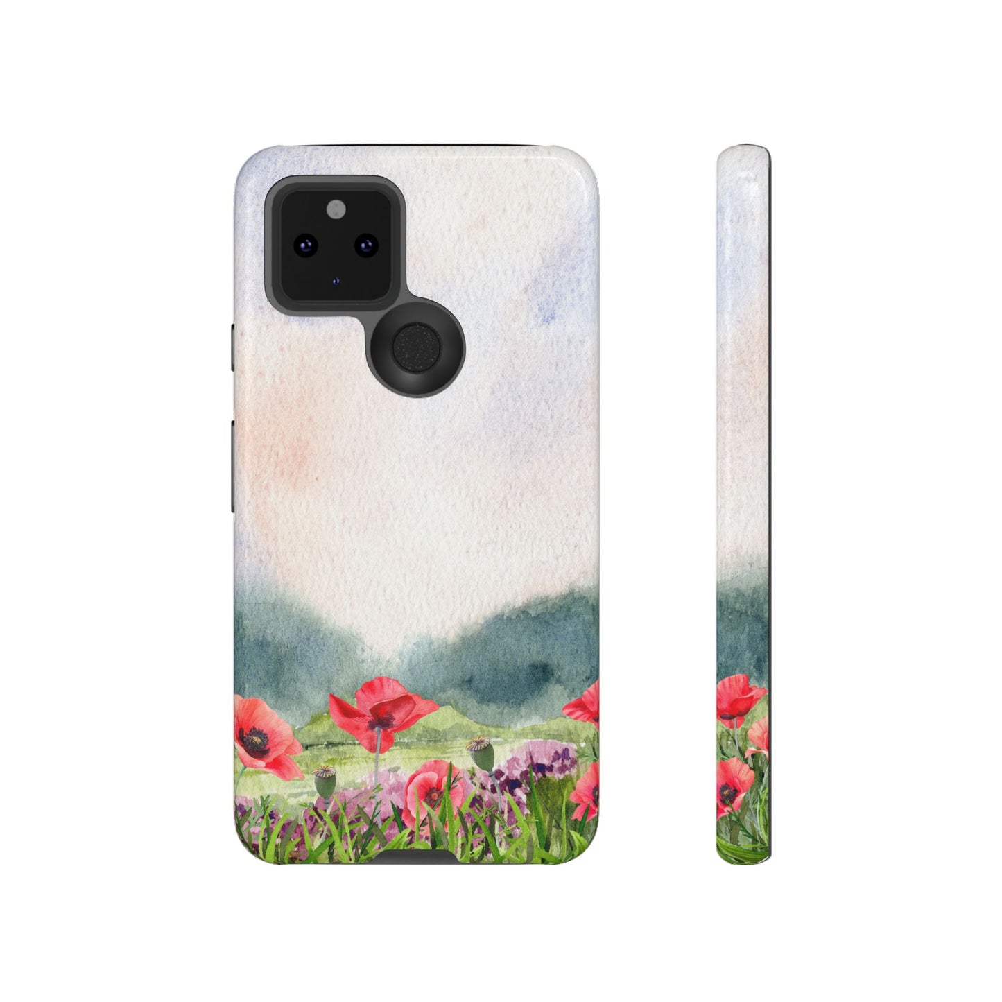 Floral Tough Phone Case – Watercolor Poppy Design for Nature Lovers