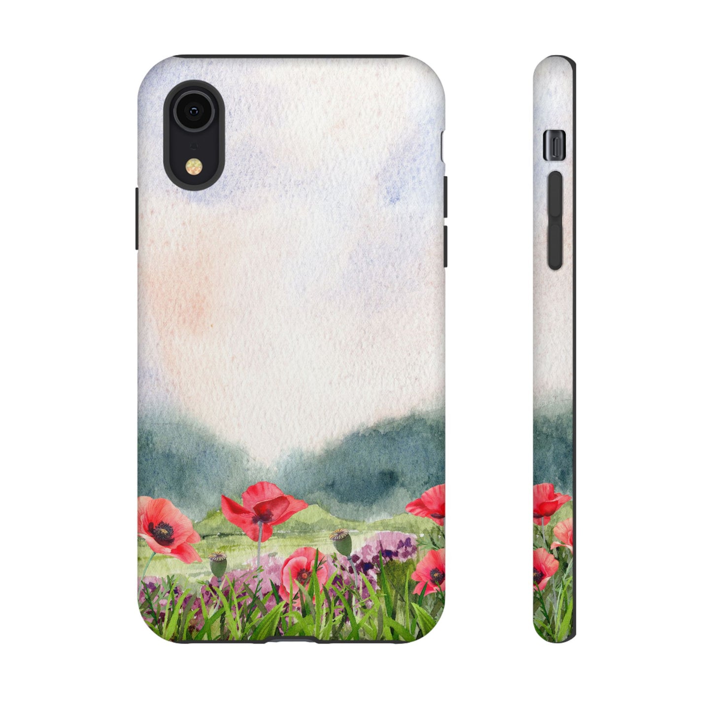 Floral Tough Phone Case – Watercolor Poppy Design for Nature Lovers