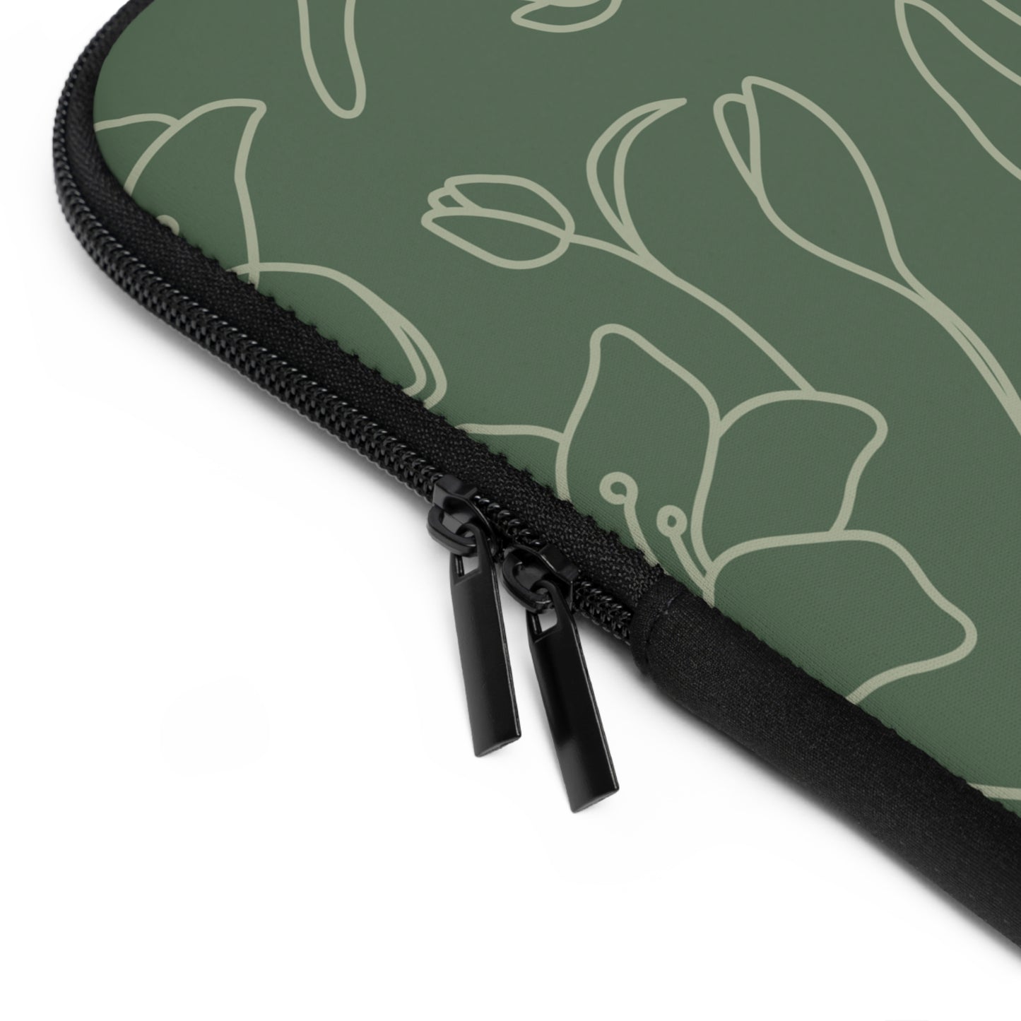 Floral Laptop Sleeve - Elegant Green Design for Stylish Protection