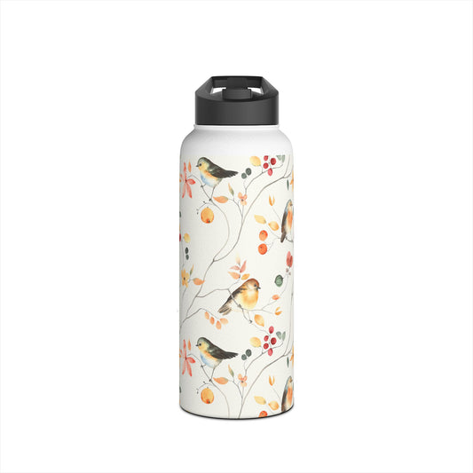 Stainless Steel Water Bottle, Standard Lid - Birds