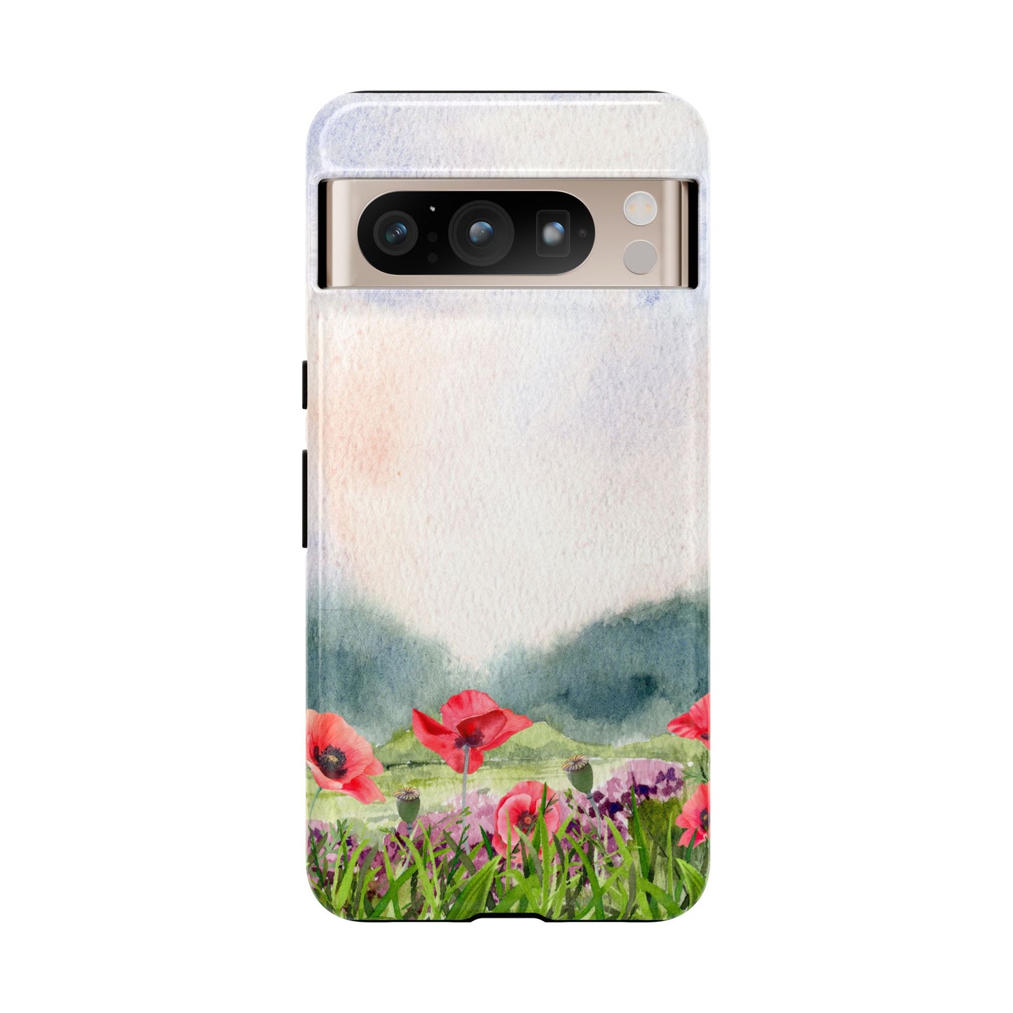Floral Tough Phone Case – Watercolor Poppy Design for Nature Lovers