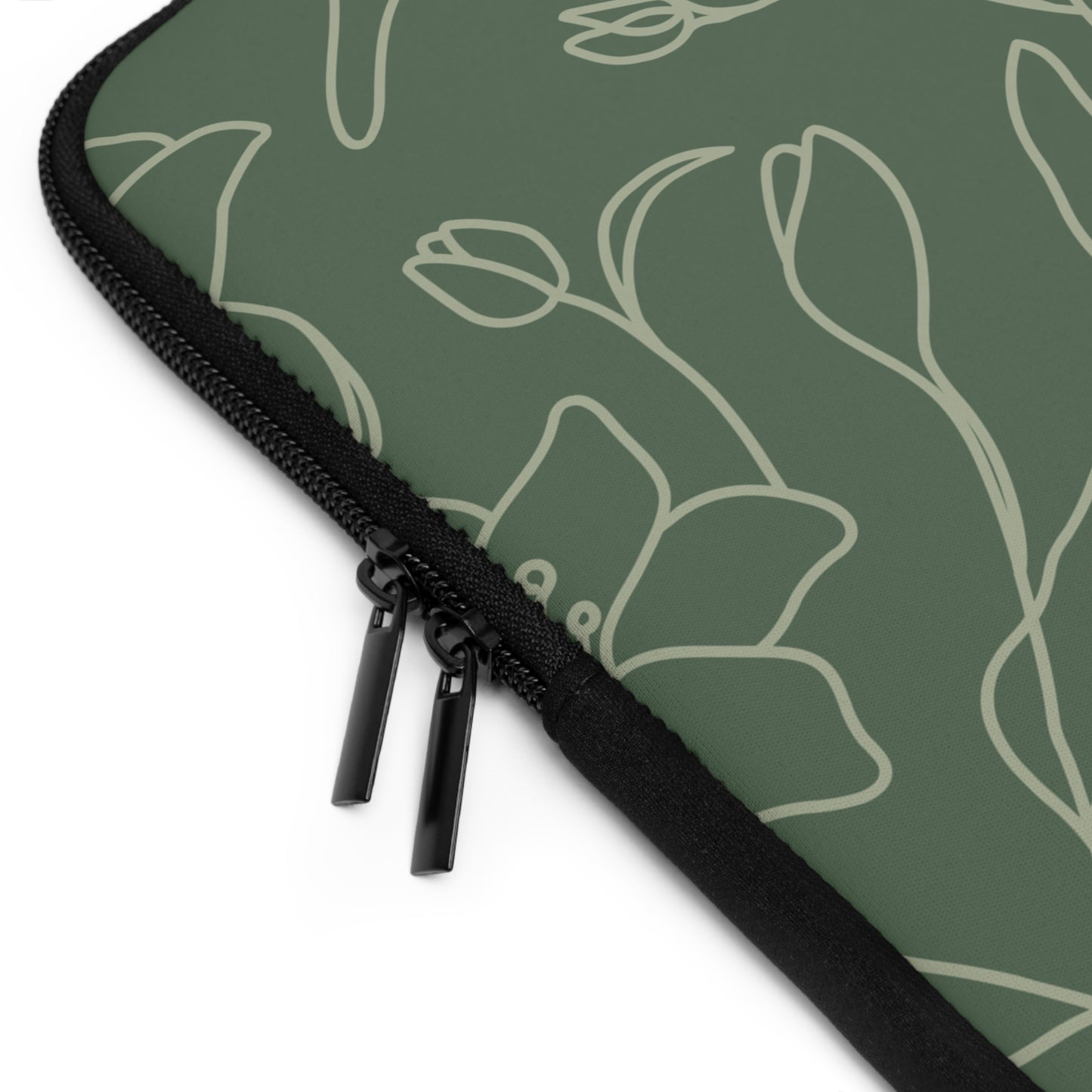 Floral Laptop Sleeve - Elegant Green Design for Stylish Protection