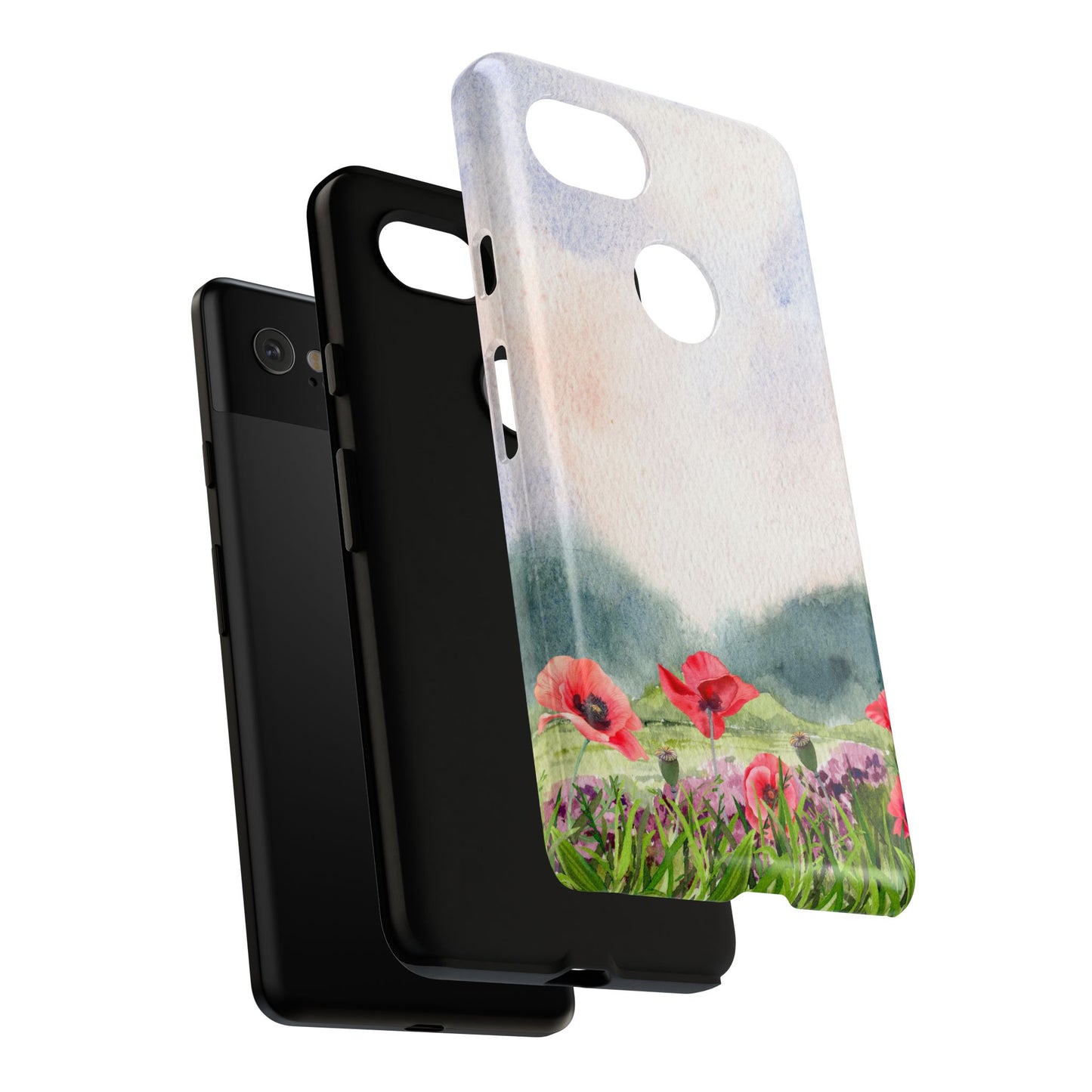 Floral Tough Phone Case – Watercolor Poppy Design for Nature Lovers