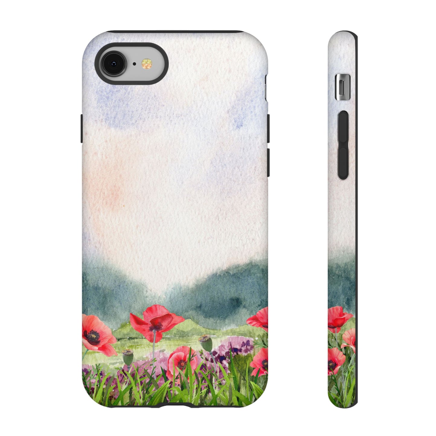 Floral Tough Phone Case – Watercolor Poppy Design for Nature Lovers