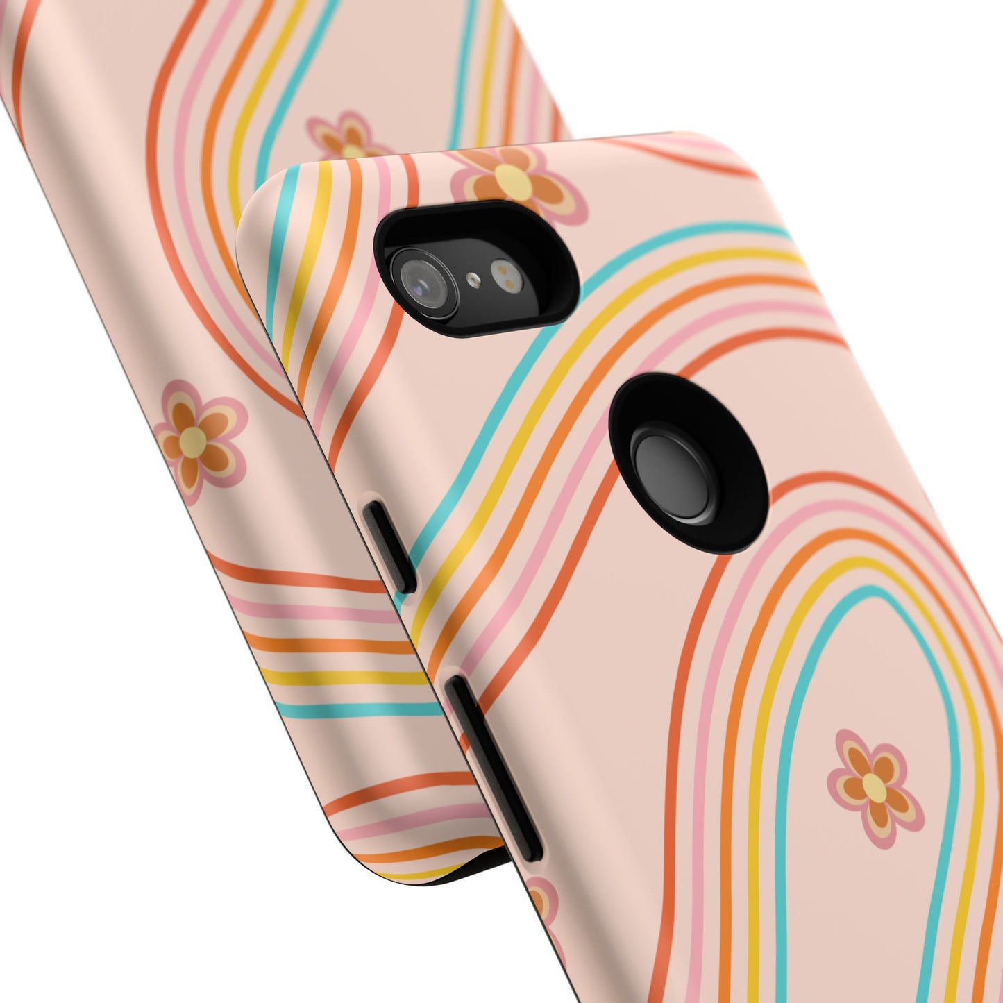 Retro Rainbow Phone Case - Tough & Stylish Floral Design