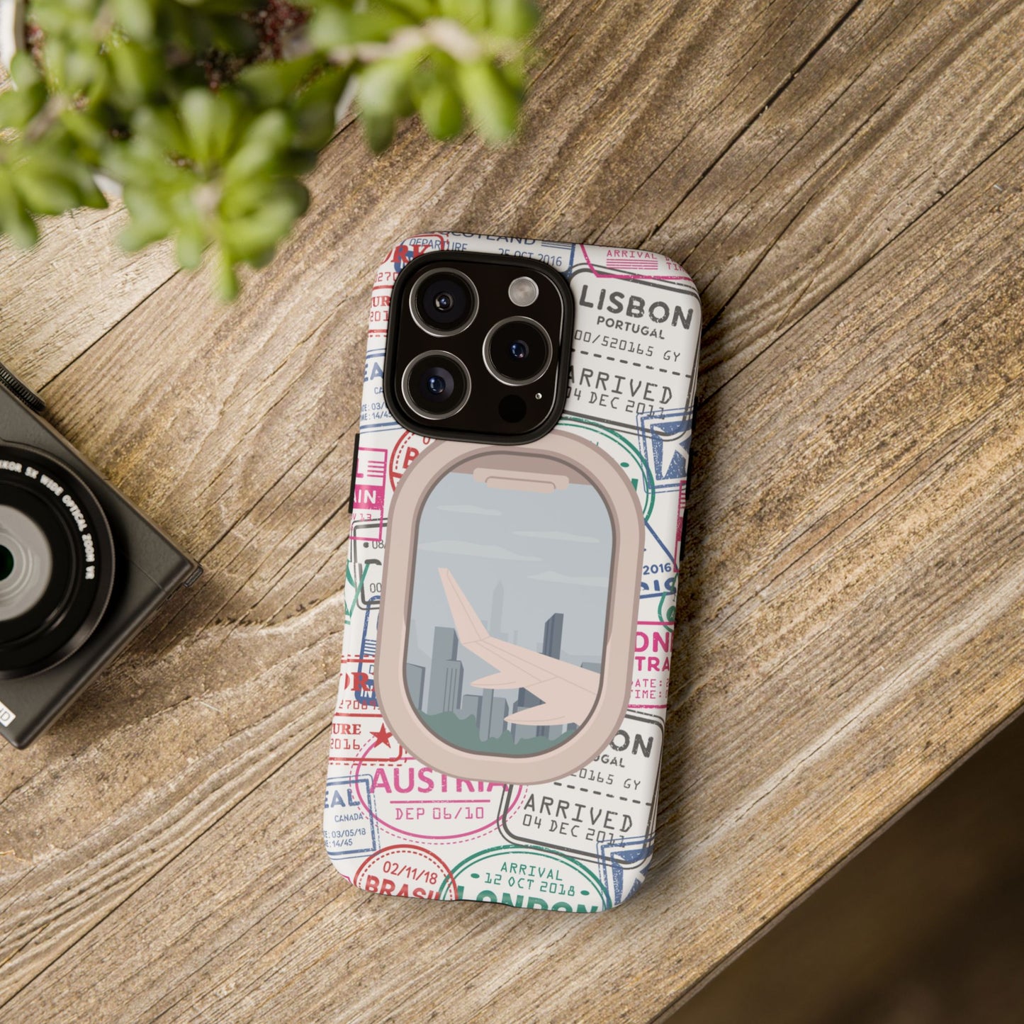 Travel-Themed Phone Case with Airplane Design