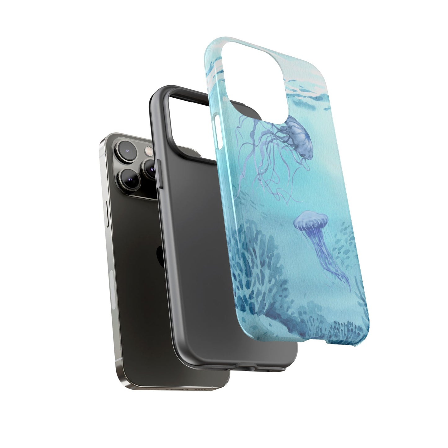 Ocean-Inspired Tough Phone Case with Jellyfish Design