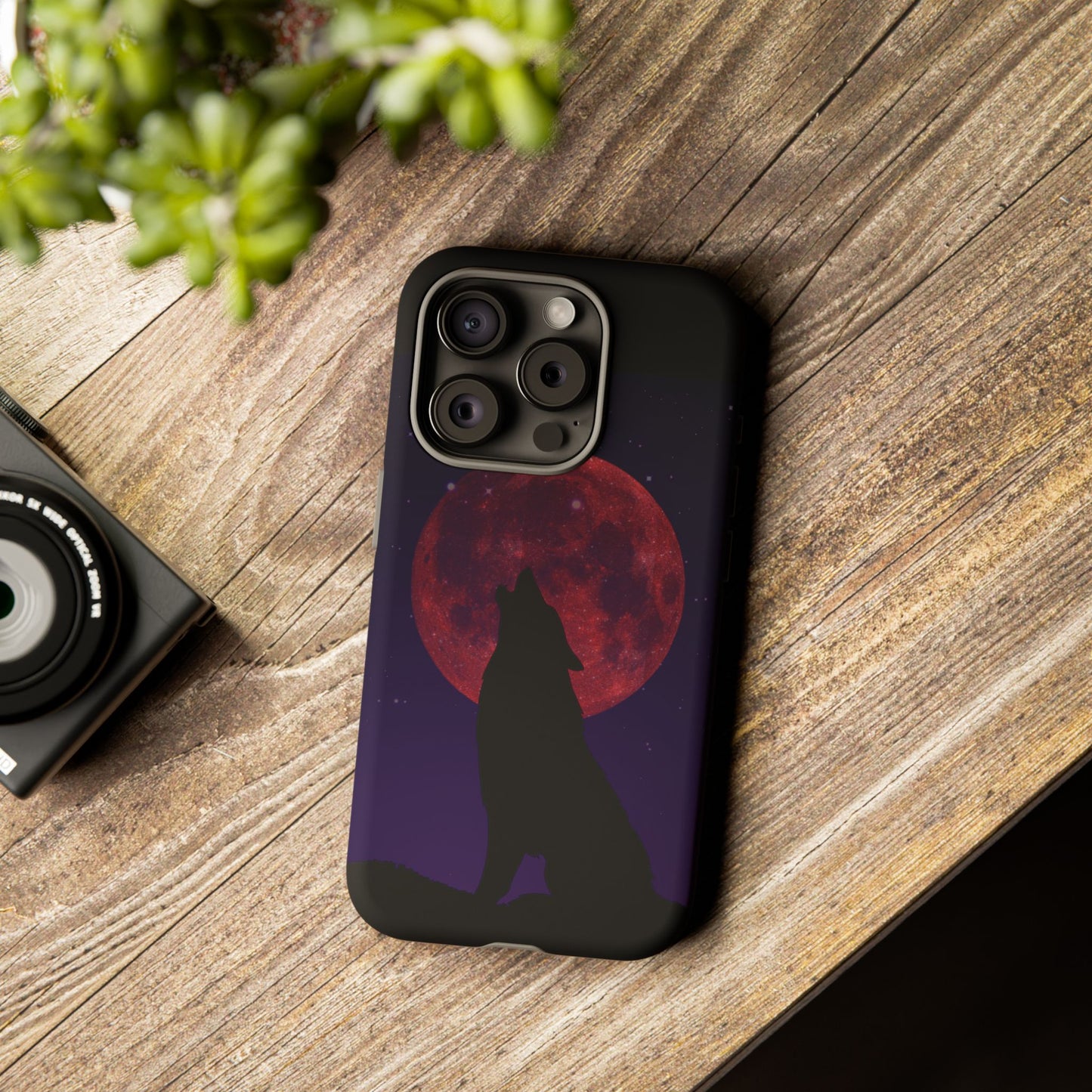 Wolf Howling at Blood Moon Phone Case - Tough & Stylish Protector