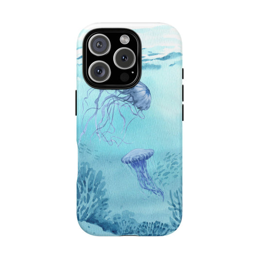 Ocean-Inspired Tough Phone Case with Jellyfish Design